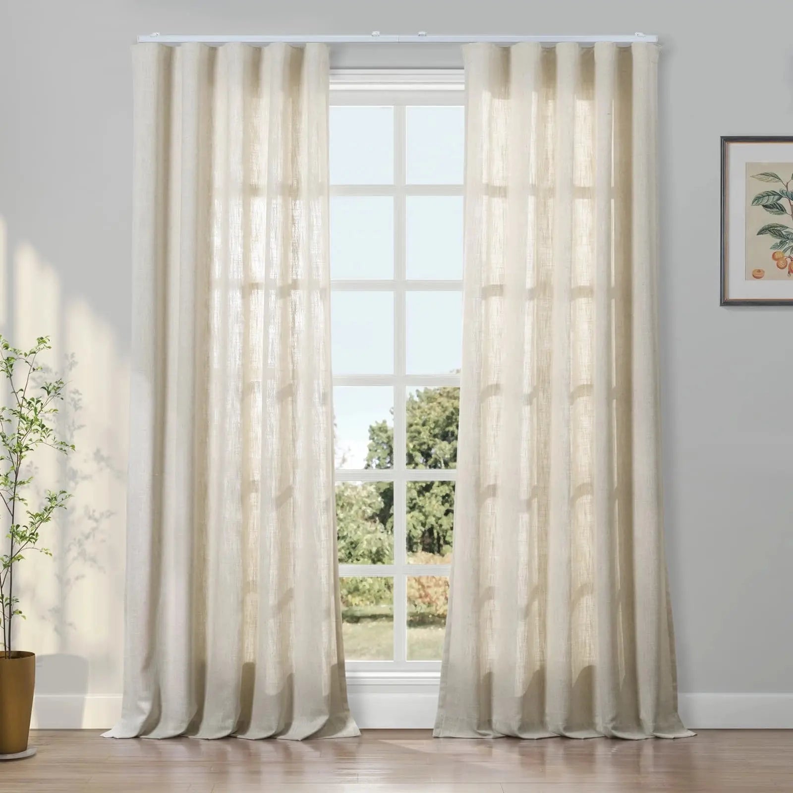 Liz Linen Ripple Fold Drapery Curtains - Elegant Window Treatments for Living Room & Bedroom Decor