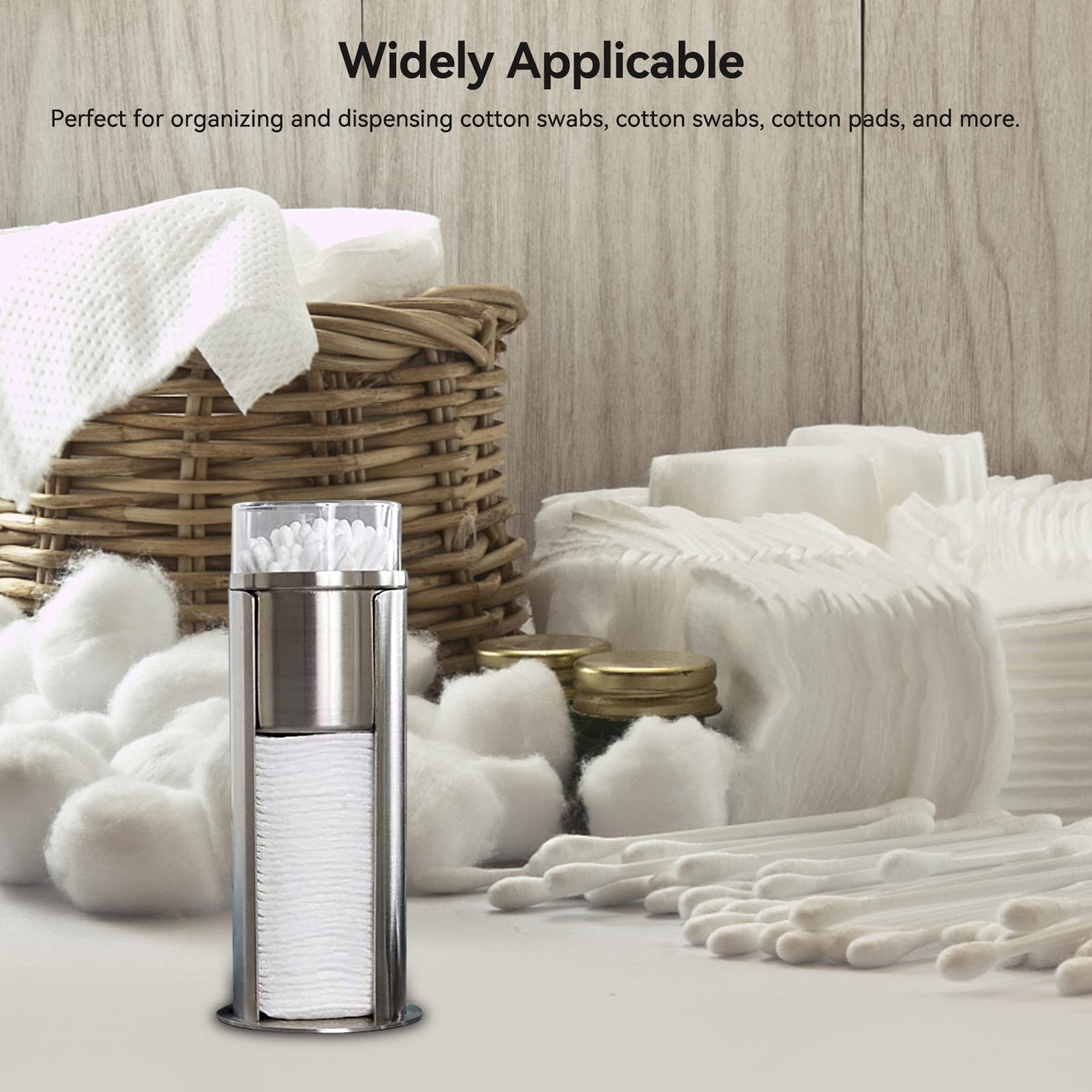 2-in-1 Stainless Steel Q-Tip Holder & Cotton Swab Organizer with Acrylic Lid - Perfect for Bathroom Vanity, Makeup Counter & Travel Storage | Hygienic Dispenser for Cotton Pads & Beauty Tools