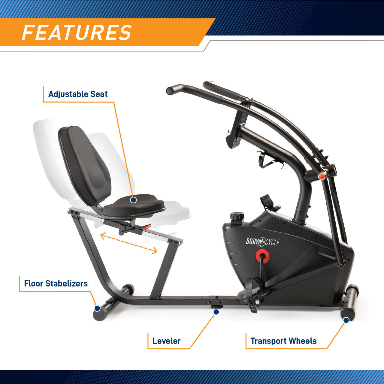 Marcy JX-7301 Dual Action Recumbent Exercise Bike for Home Gym - Full Body Workout Machine with Adjustable Resistance | Ideal for Cardio Training, Physical Therapy & Low-Impact Fitness