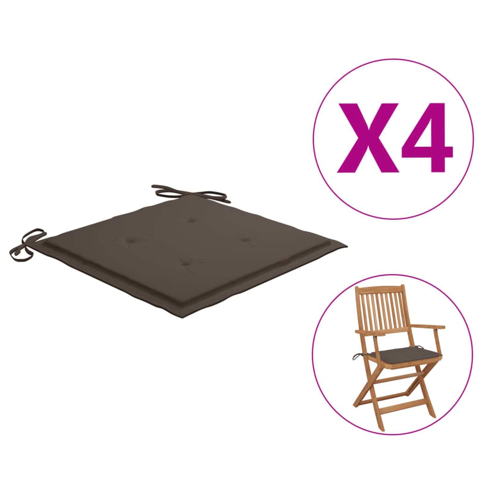 Tidyard 4-Piece Outdoor Garden Chair Cushions Set - 15.7x15.7x1.2 Inch Waterproof Patio Seat Pads - Taupe Fabric Cushions for Patio Furniture, Deck Chairs & Poolside Lounging