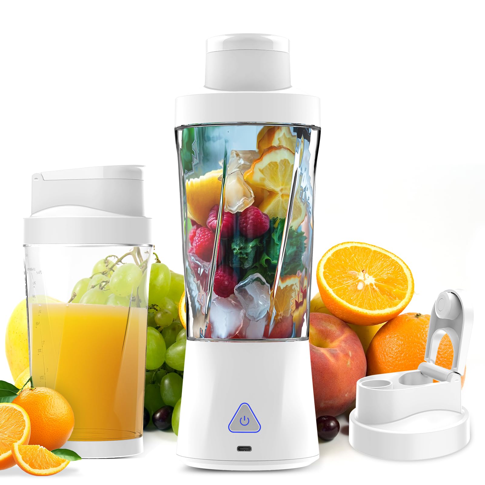Neza 360W Portable Personal Blender - 24oz Mini Blender for Protein Shakes, Smoothies & Juices | BPA Free, Self Cleaning, 6000mAh Battery & 6-Blade System | Perfect for Gym, Office & Travel (White)