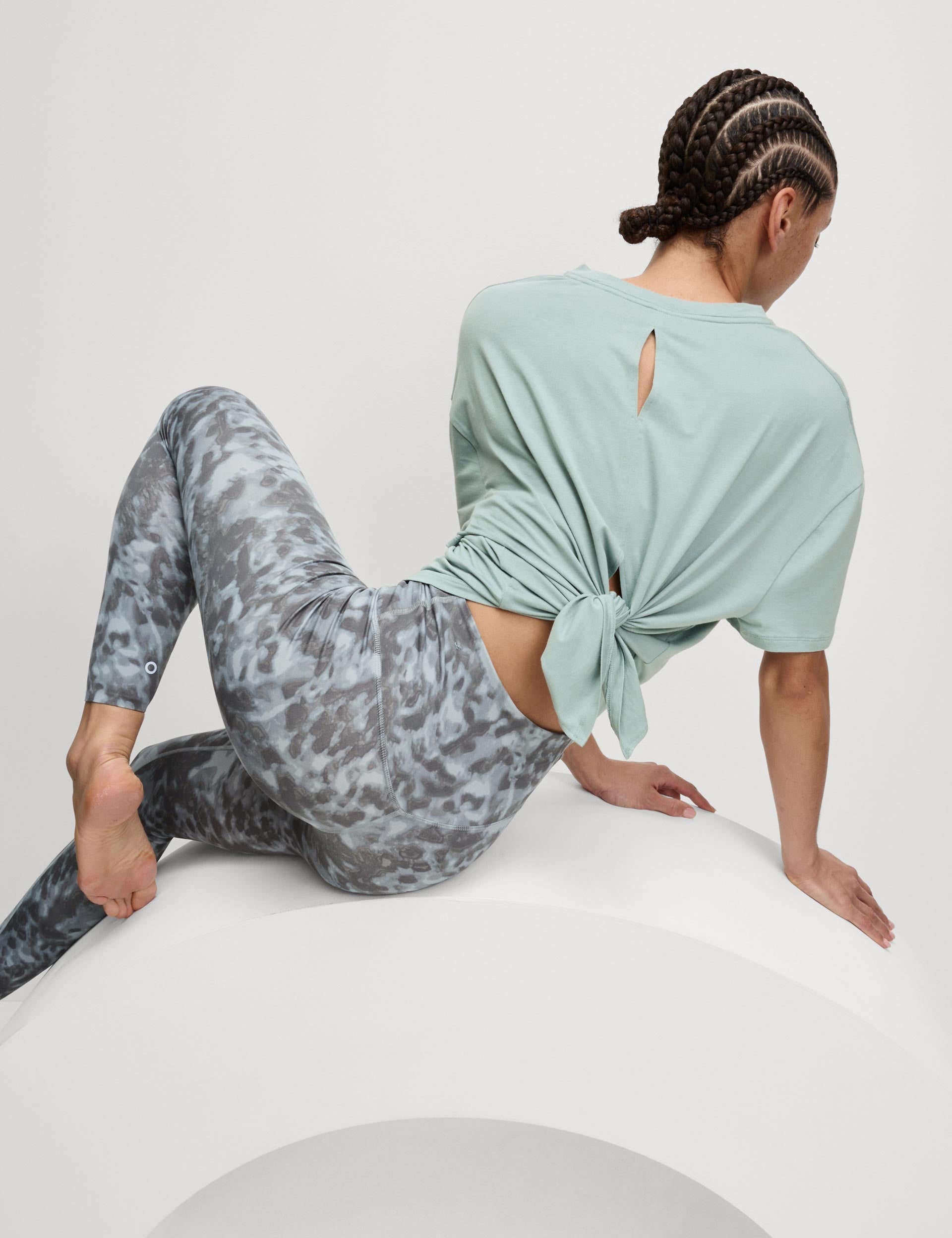 Breathable Modal Blend Lightweight Tie Back T-Shirt for Women - Soft Light Mint Green Casual Top | Perfect for Summer Outfits, Yoga, and Lounge Wear