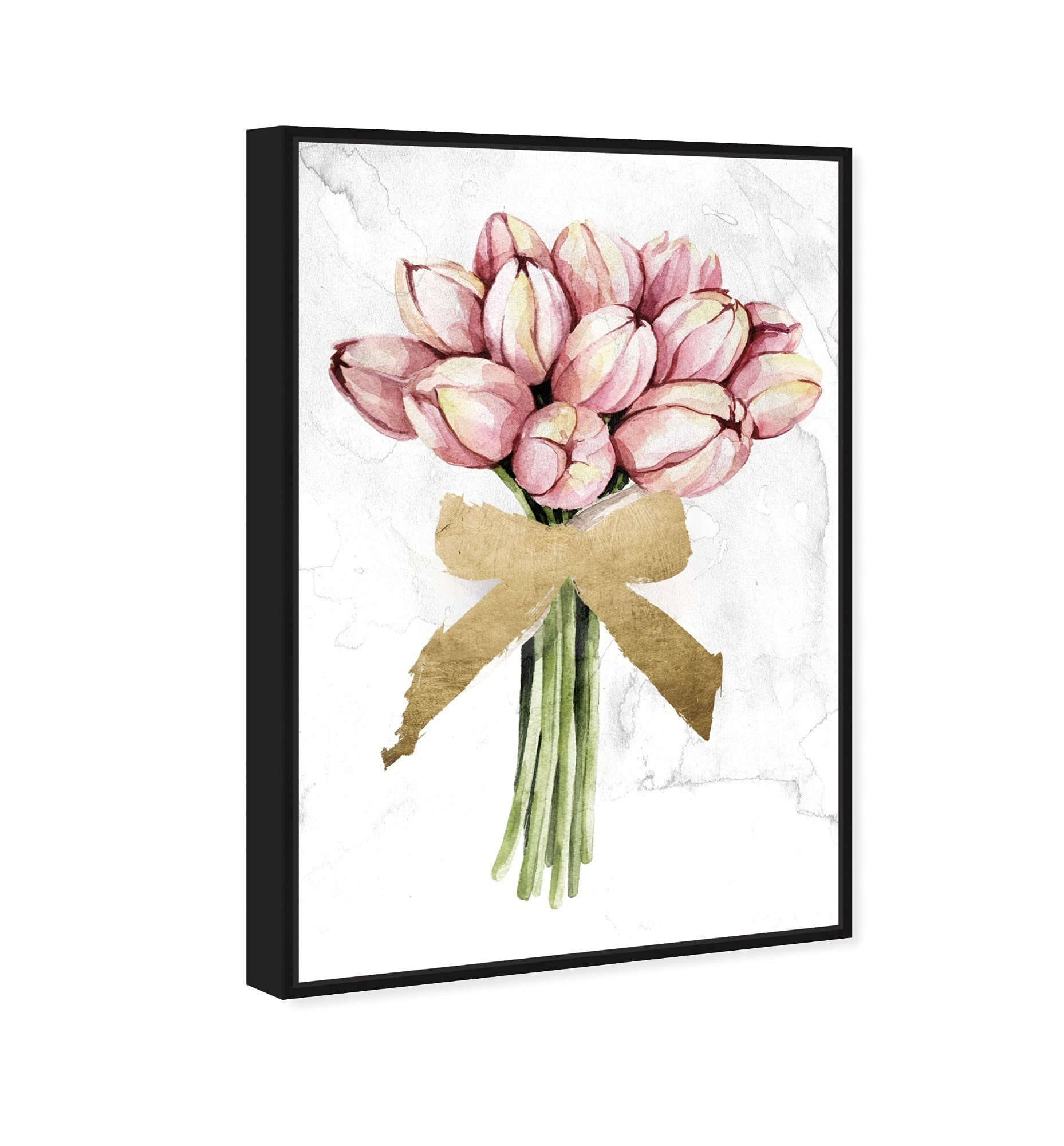 Oliver Gal Artist Co. Floral & Botanical Wall Art - Framed Canvas Print 'Dusty Pink Tulips Gold' - Elegant Home Decor for Living Room, Bedroom & Office