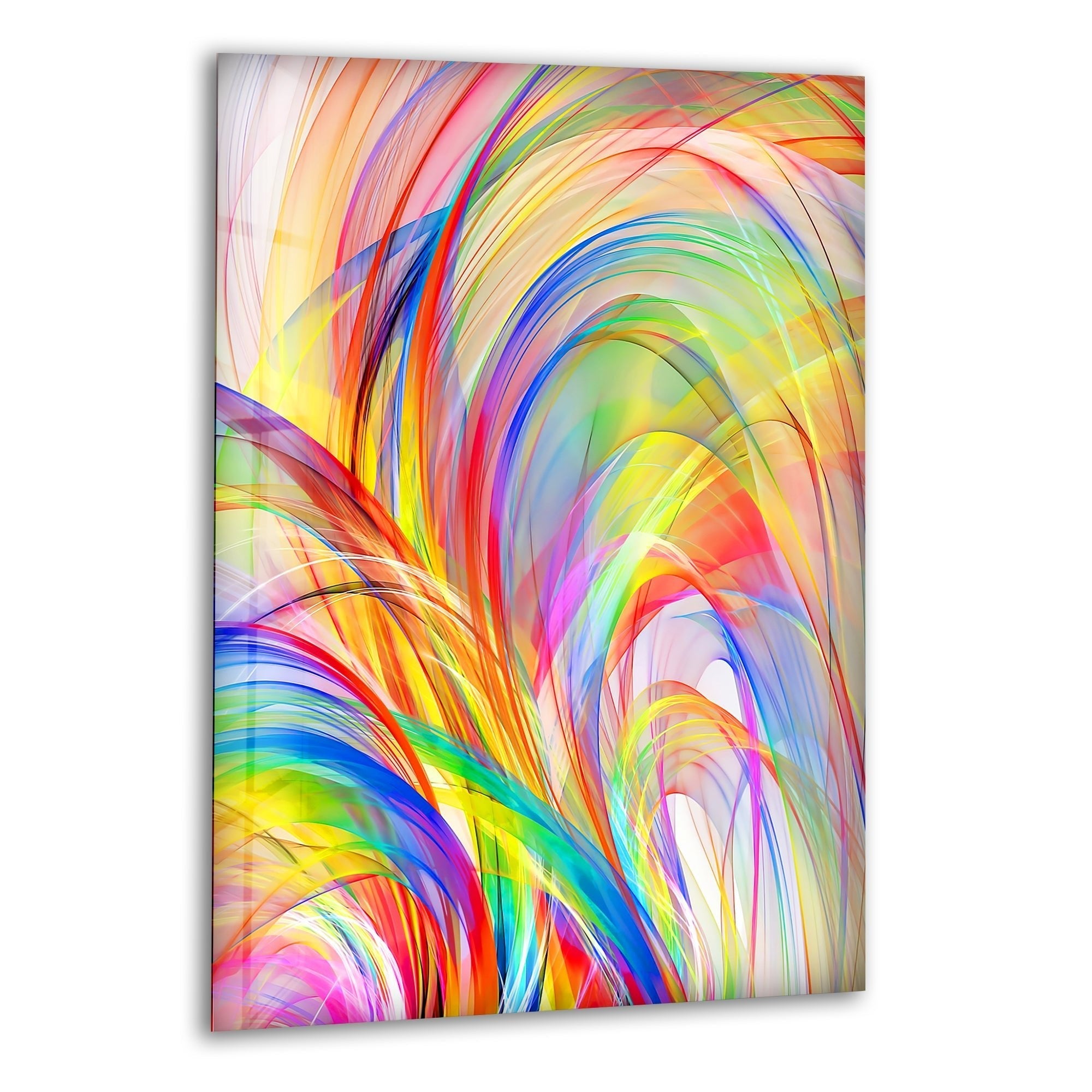 Abstract Fractal Soft Colors Glass Wall Art - Modern Home Decor for Living Room, Bedroom & Office - Handmade Stained Glass Panel for Unique Interior Design