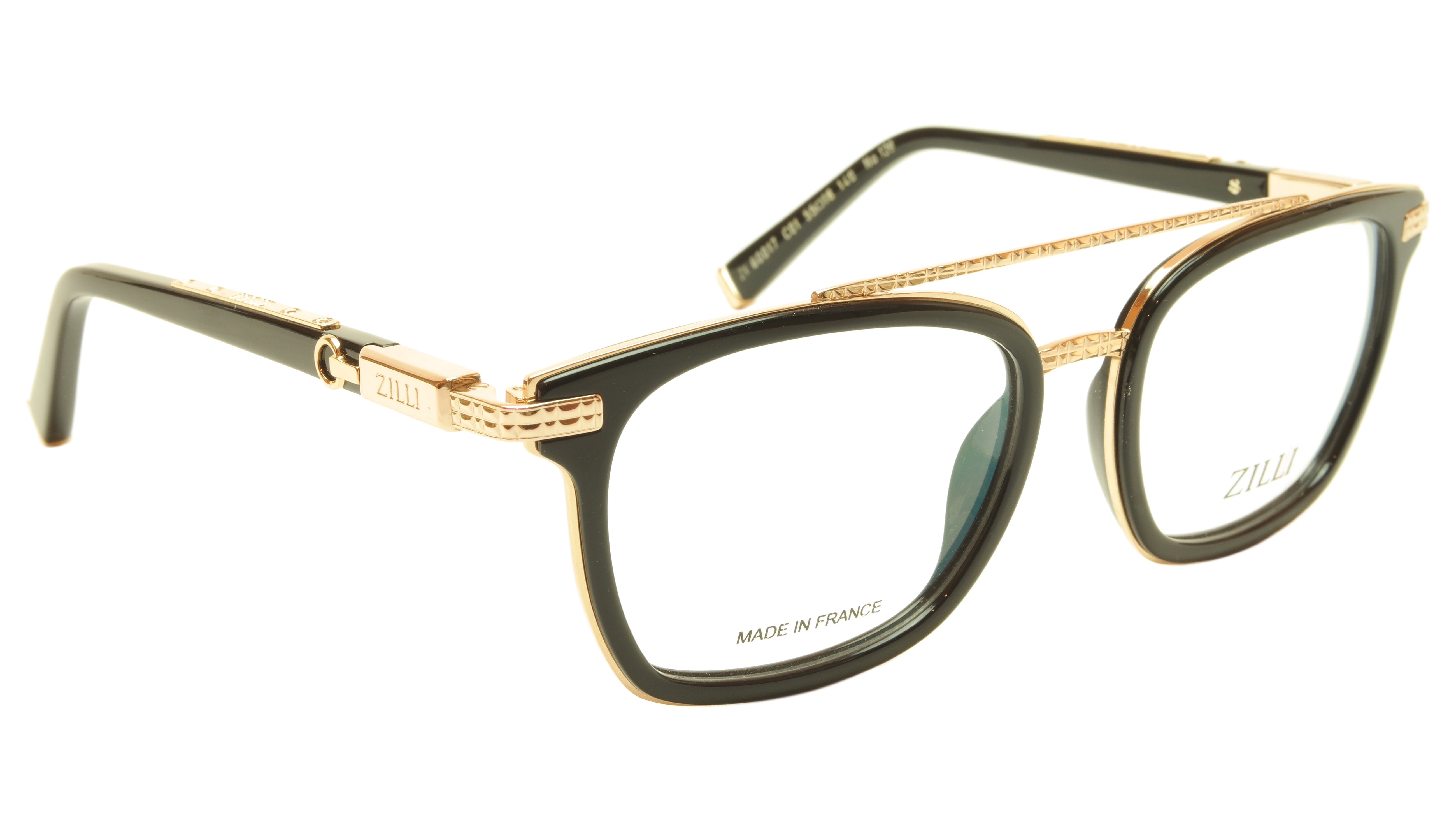 ZILLI Handmade Acetate & Titanium Eyeglasses Frame - Black Gold France Design (Model ZI 60017 C01) | Luxury Reading Glasses & Fashion Statement for Business Professionals