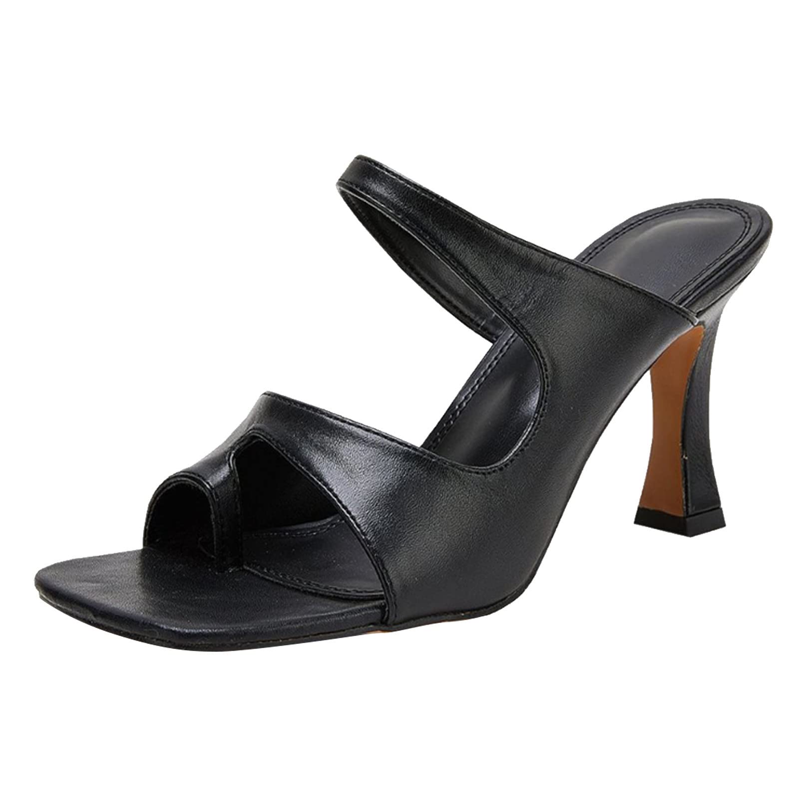 Women's Open Toe Square Heeled Slippers - Summer Sandals with Stiletto Heel & Slingback Design for Walking, Beach & Water Activities | Comfortable Flip Flop Slides for Casual Wear