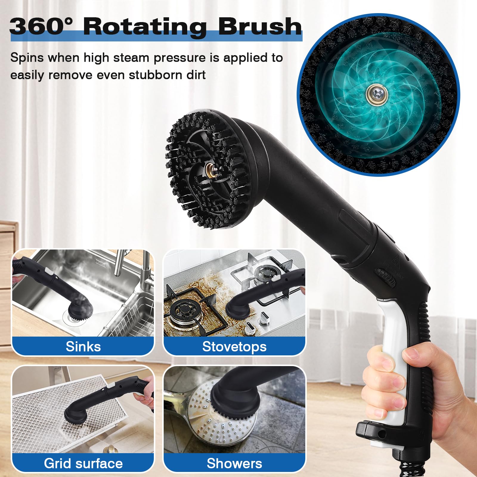 TVD Heavy Duty Steam Cleaner with 26 Accessories - 5M Extra-Long Cord for Floors, Grout, Upholstery & Car Detailing | Perfect for Home Deep Cleaning, Tile & Carpet Sanitizing