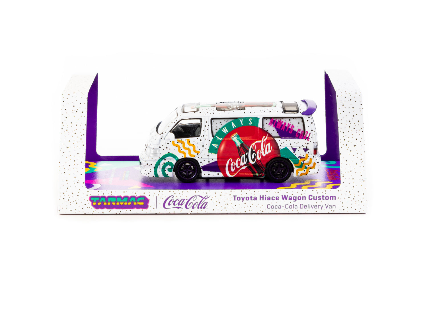 Tarmac Works 1/64 Scale Toyota Hiace Wagon Custom Coca-Cola Delivery Van Diecast Model Car - Perfect for Collectors, Display, and Toy Car Racing Scenes