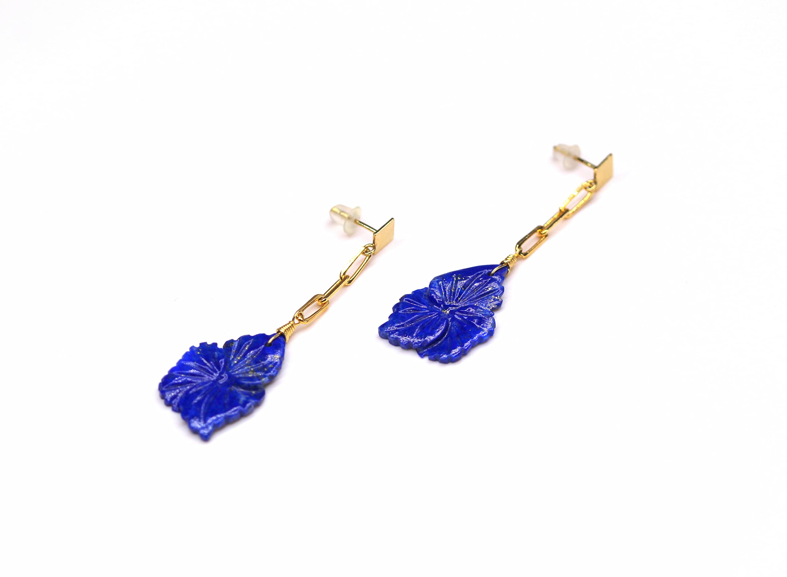 Belity AAA Lapis Lazuli Gold Filled Earrings - Hand Carved Gemstone Dangle Earrings for Women | Perfect Christmas Gift, Anniversary Present, Wife Gift | Great for Parties, Weddings & Special Occasions