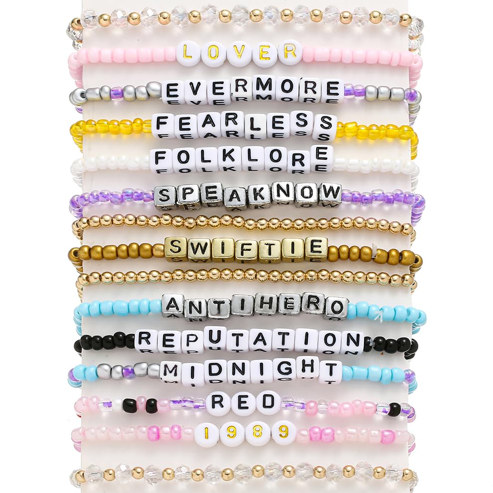 KUSERON 15PCS Friendship Bracelets Set - Taylor Swift 1989 Album Inspired Bracelets Jewelry Gifts for Women & Girls - Perfect for Concerts, Fan Meetups, Birthday Presents & Swiftie Collections