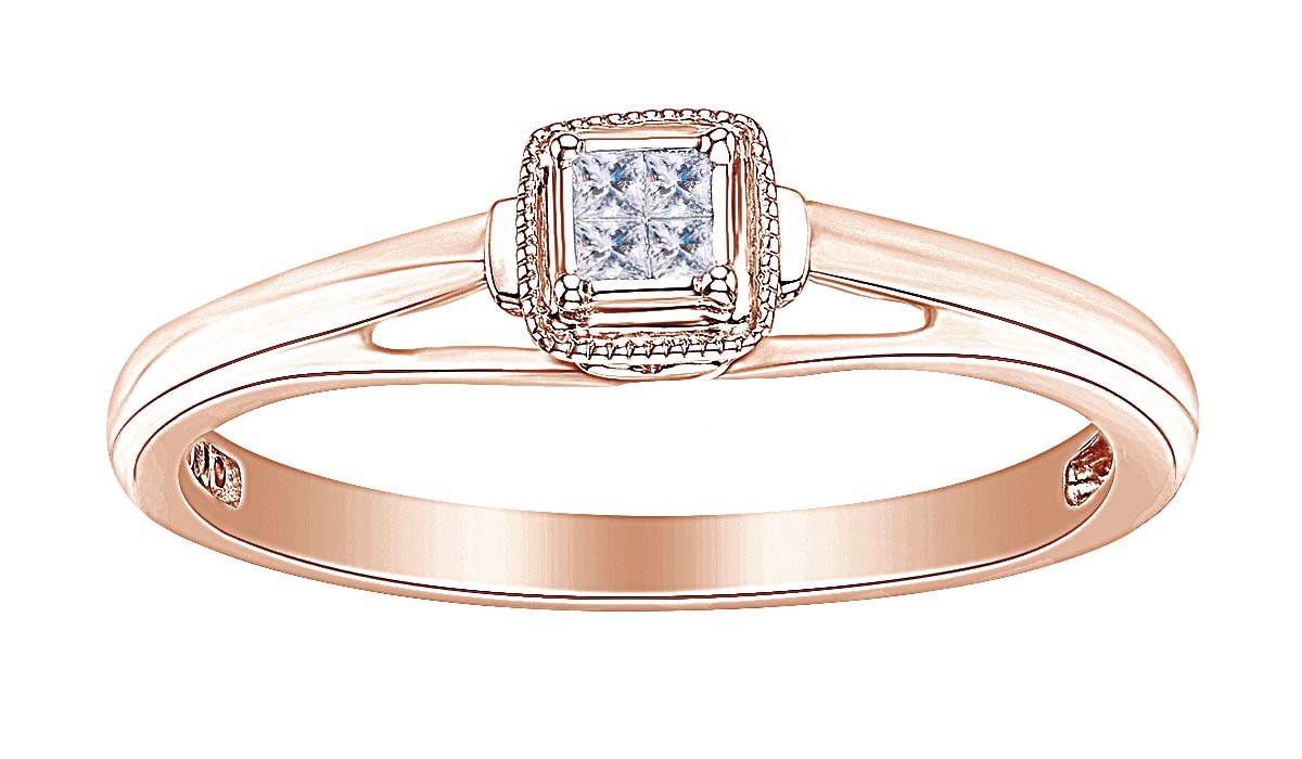 Princess Cut White Natural Diamond Accent Cluster Engagement Ring - 925 Sterling Silver (0.04 cttw) - Perfect for Proposals, Anniversaries & Romantic Occasions
