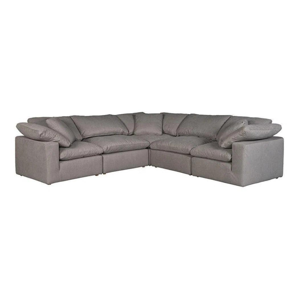 5-Piece Performance Terra Grey Modular Sectional Sofa Set - Perfect for Living Room, Lounge & Family Gatherings