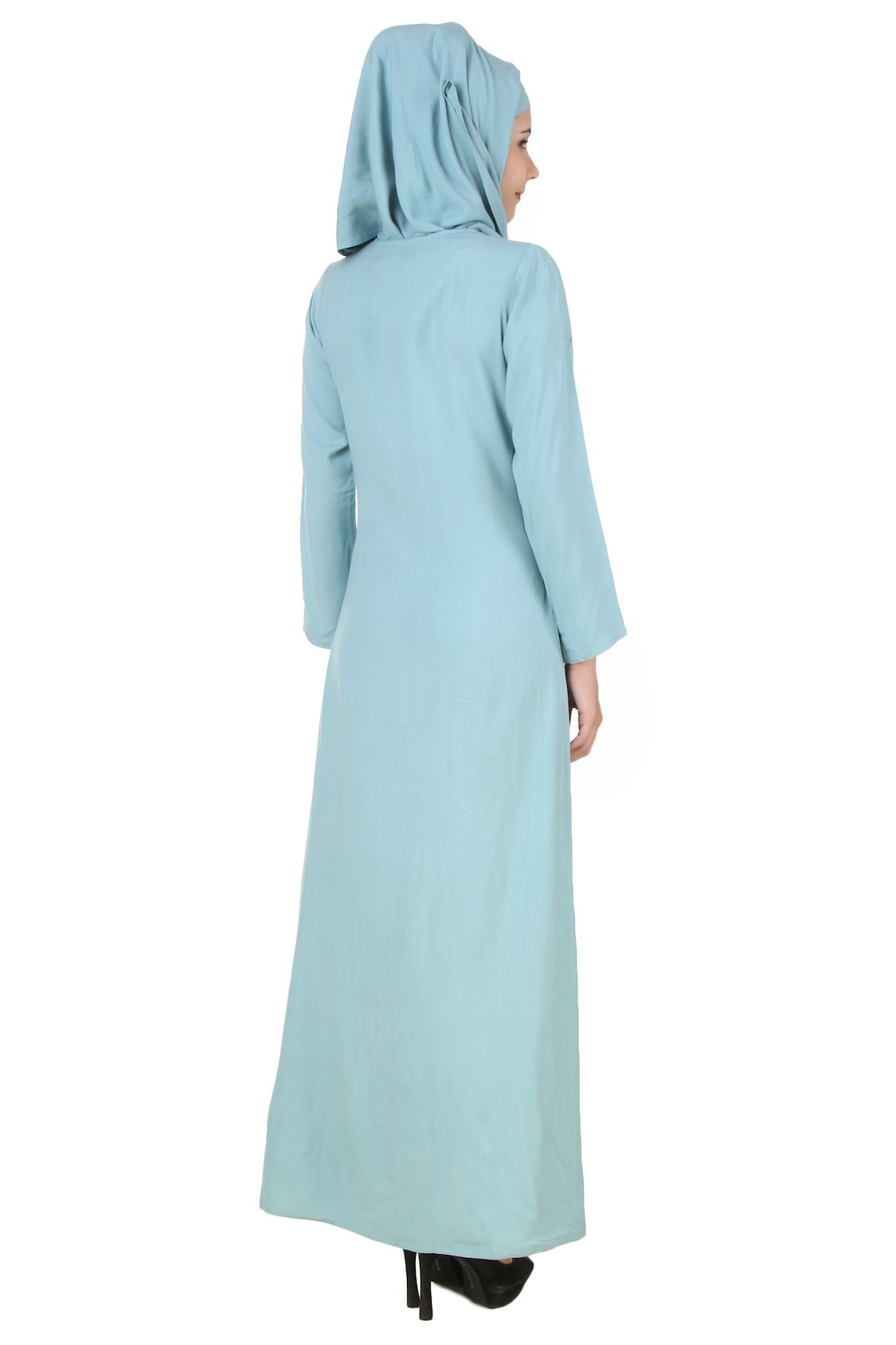 Elegant Sky Blue Rayon Abaya for Women - Modest Islamic Prayer Dress - Perfect for Mosque, Eid, and Special Occasions