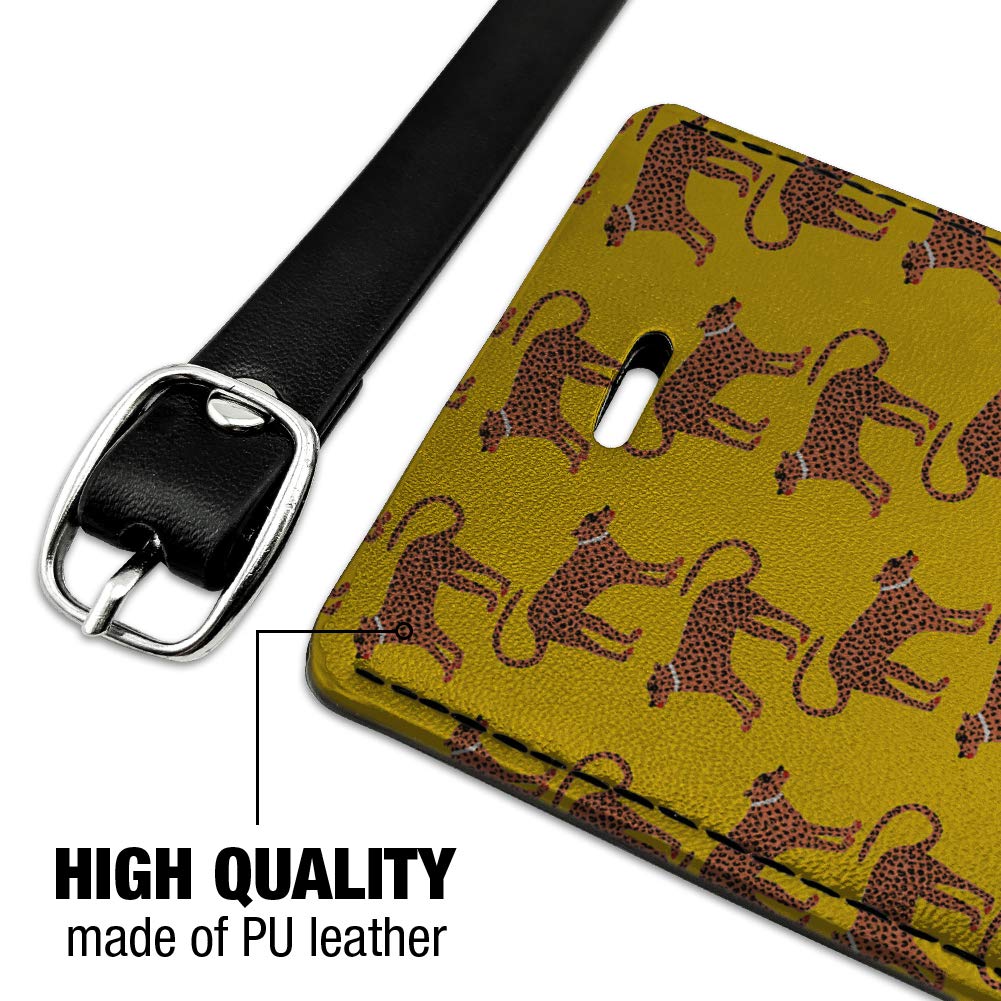 Stylish Cheetah Print Rectangle Leather Luggage Tag - Durable Suitcase ID Card Holder for Carry-On Bags | Perfect for Travel, Business Trips & Vacation Identification