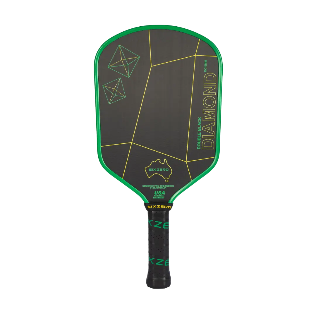 Six Zero Double Black Diamond Control 16mm Pickleball Paddle - Green/Gold | Premium Performance Pickleball Racket for Competitive Play & Tournament Use