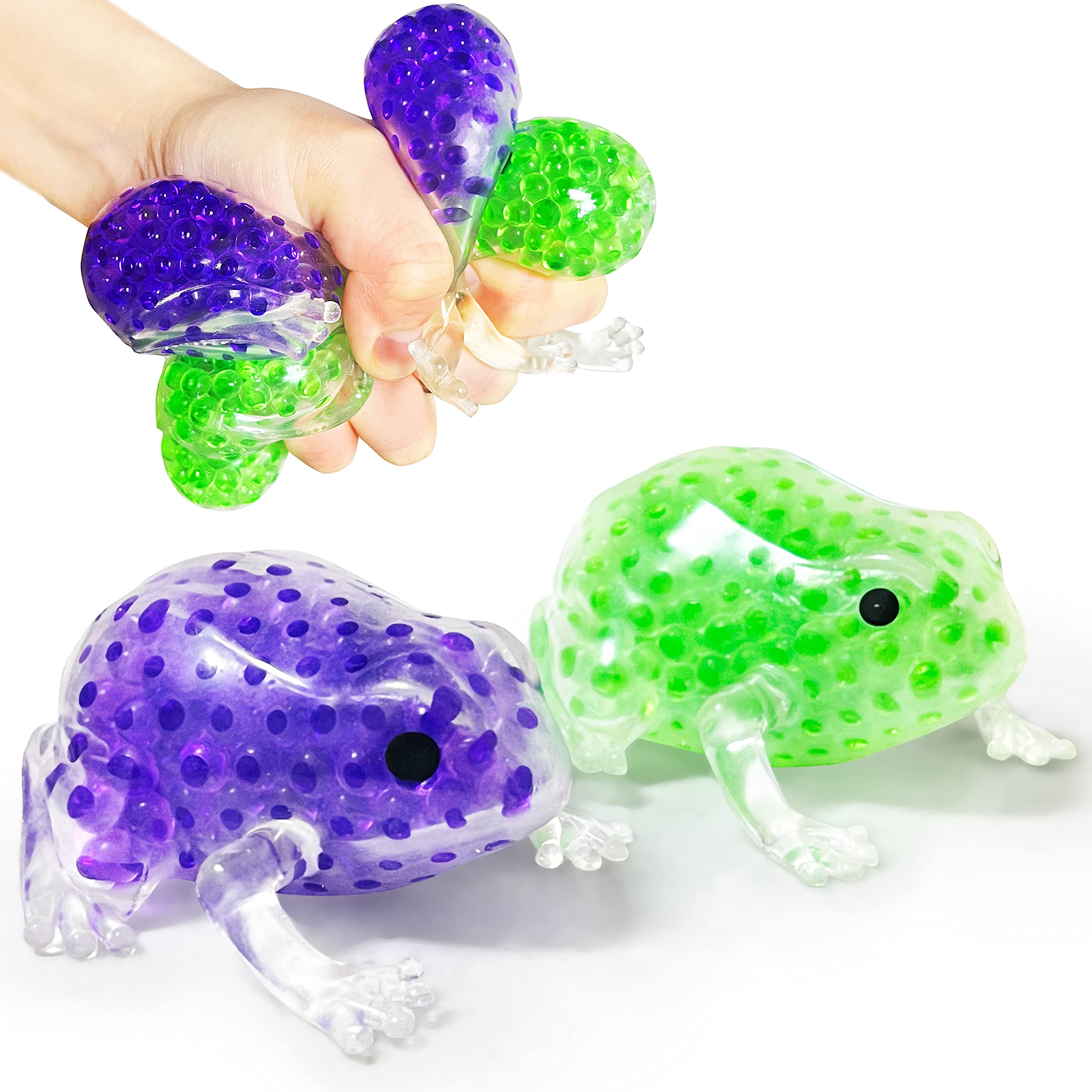 Stretchy Frog Stress Balls (Set of 2) - Squishy Animal Stress Relief Toys for Adults & Kids | Soft Party Favors, Home Decor & Vase Filler | Perfect for Office Stress Relief, Classroom Rewards & Sensory Play