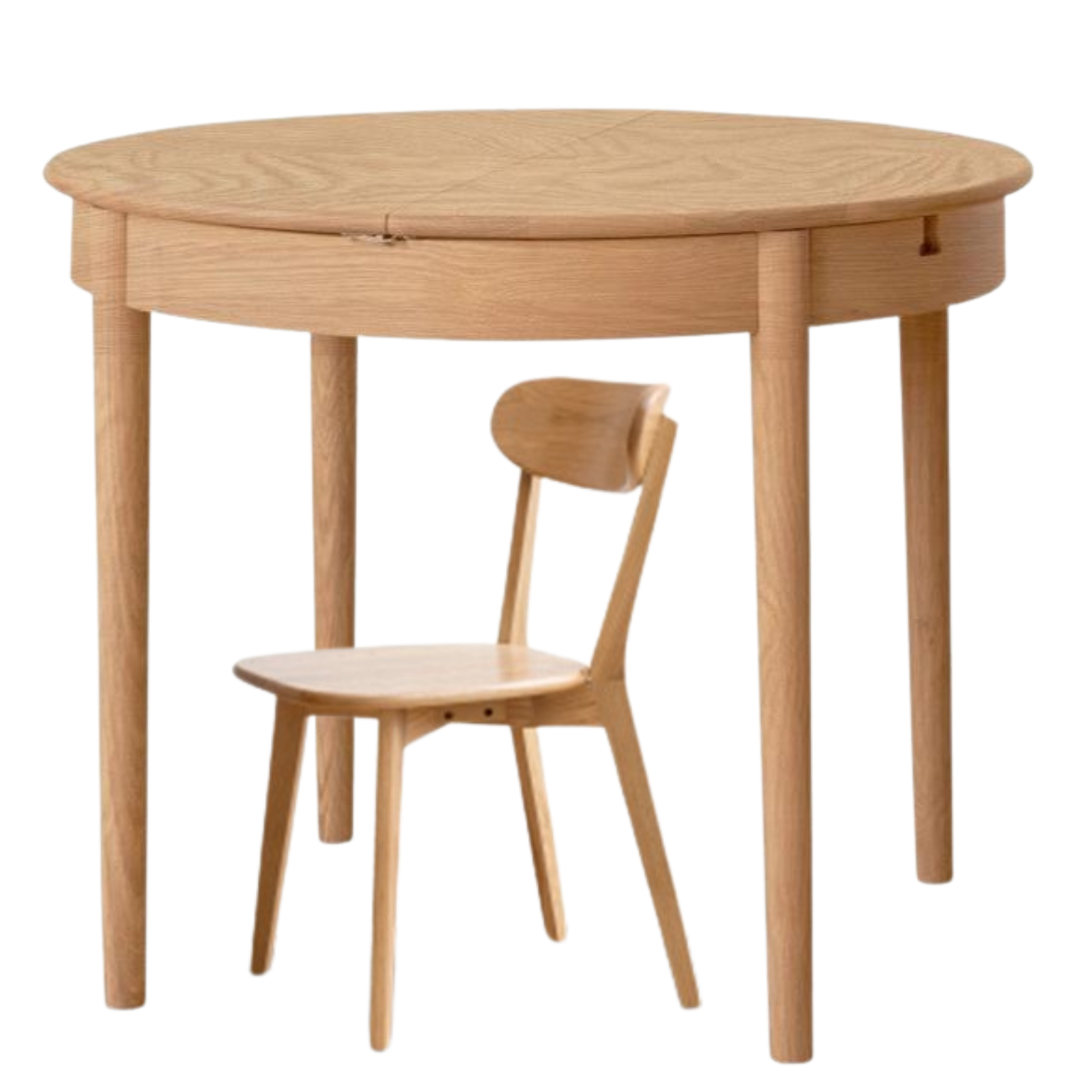 (39.4-51.2)x39.4x29.5 inch / (100-130)x100x75 cm / natural wood color / folding round table + 4 pcs chair