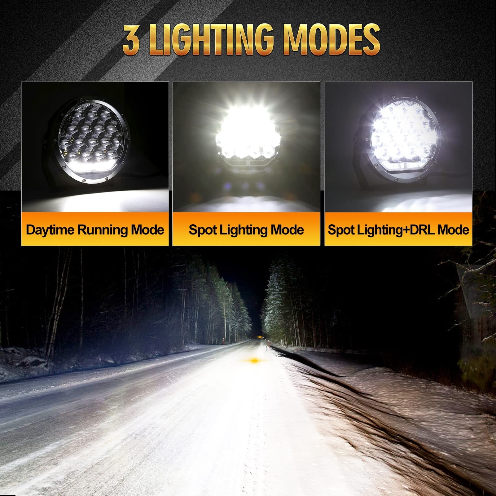 Auxbeam 7-Inch Round LED Offroad Lights with DRL - 170W 20,200LM Super Bright Spot Light Bar for Jeep, Truck, SUV, ATV, UTV - Includes DT Wiring Harness - Perfect for Off-Roading, Night Driving & Adventure