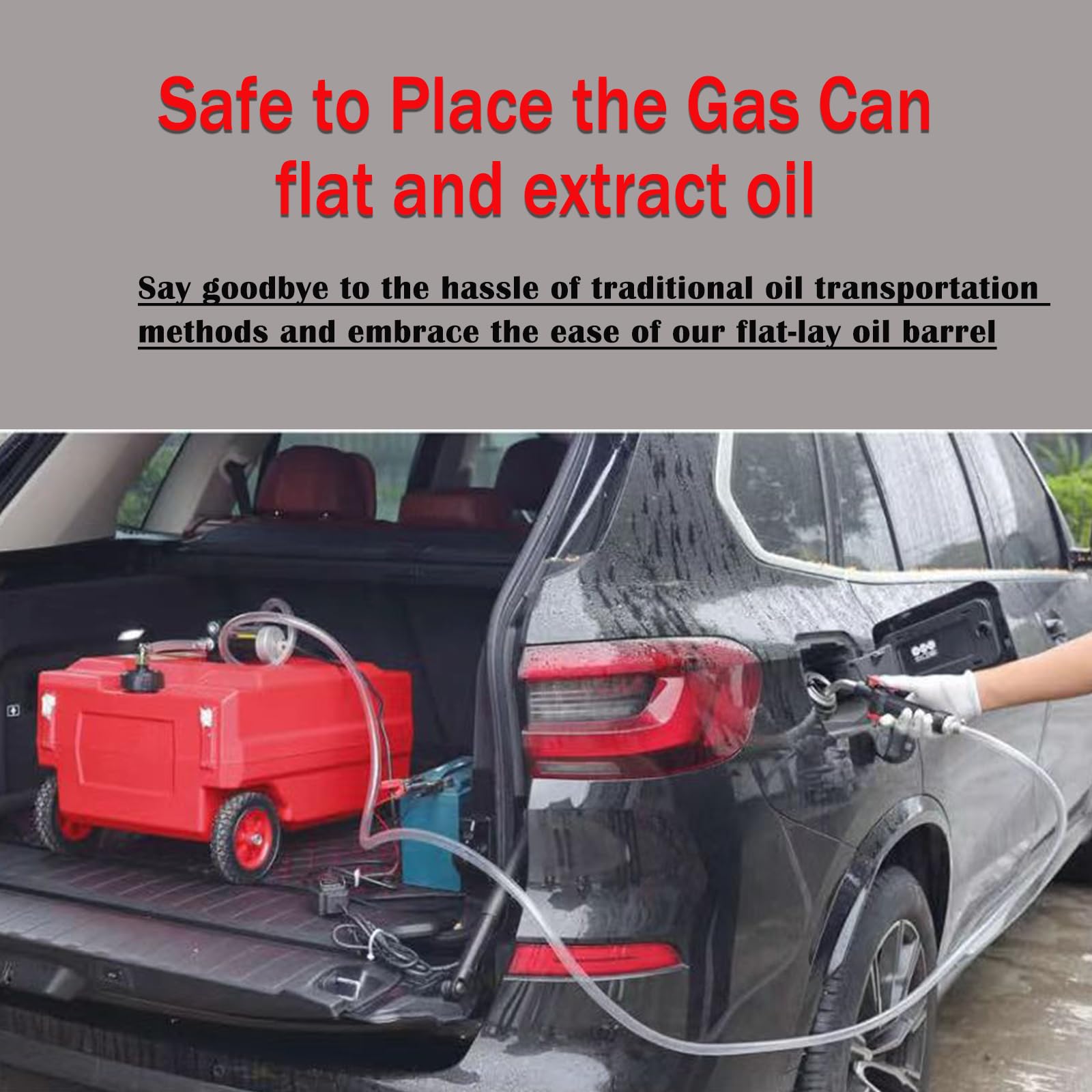 12.5 Gallon Portable Gas Fuel Tank with Wheels & Siphon Pump - Heavy Duty Gasoline & Diesel Storage Container for Boats, Cars, Lawn Mowers, ATVs - Ideal for Outdoor, Marine & Emergency Fuel Transfer (Red)
