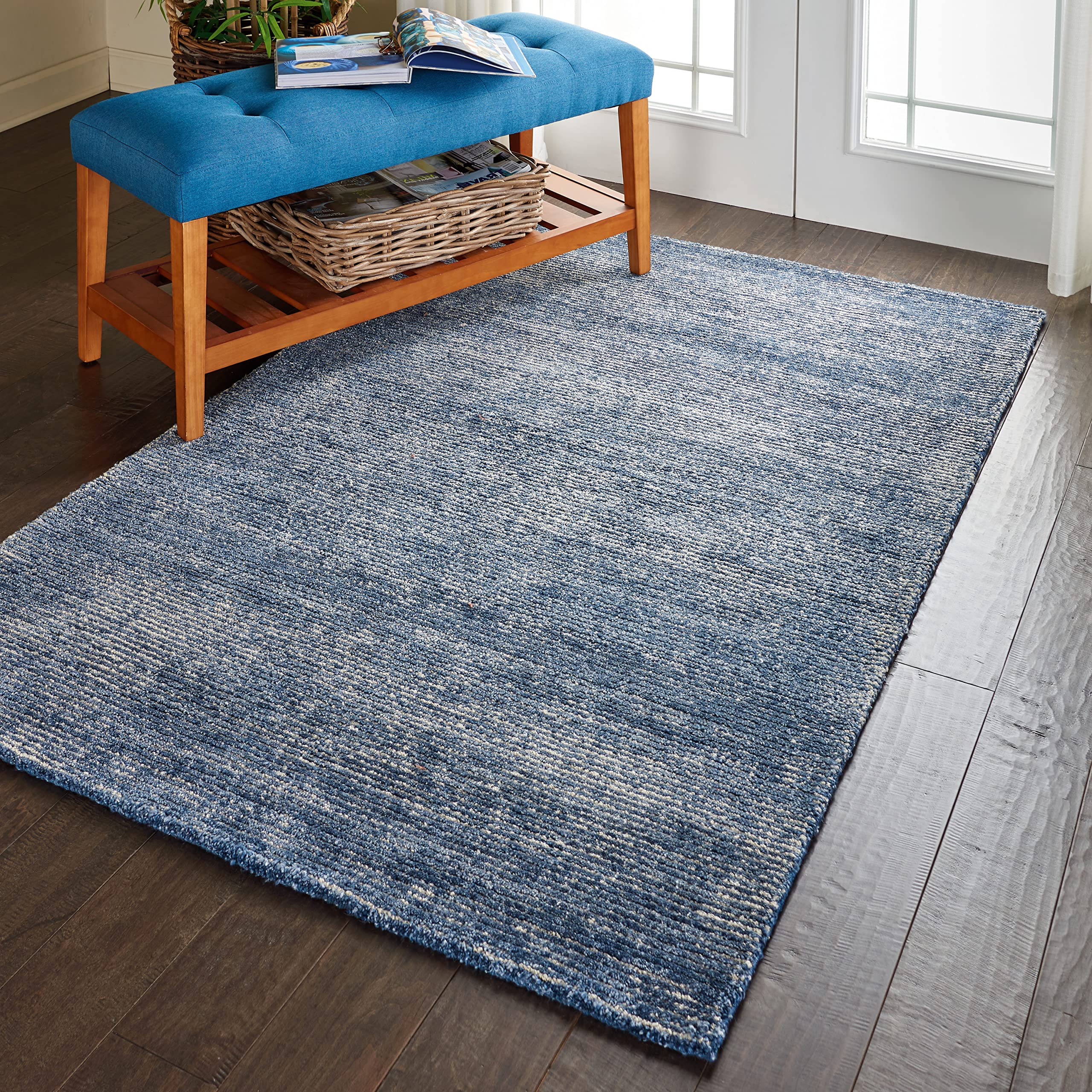 Nourison Weston Solid Aegean Blue 3'9