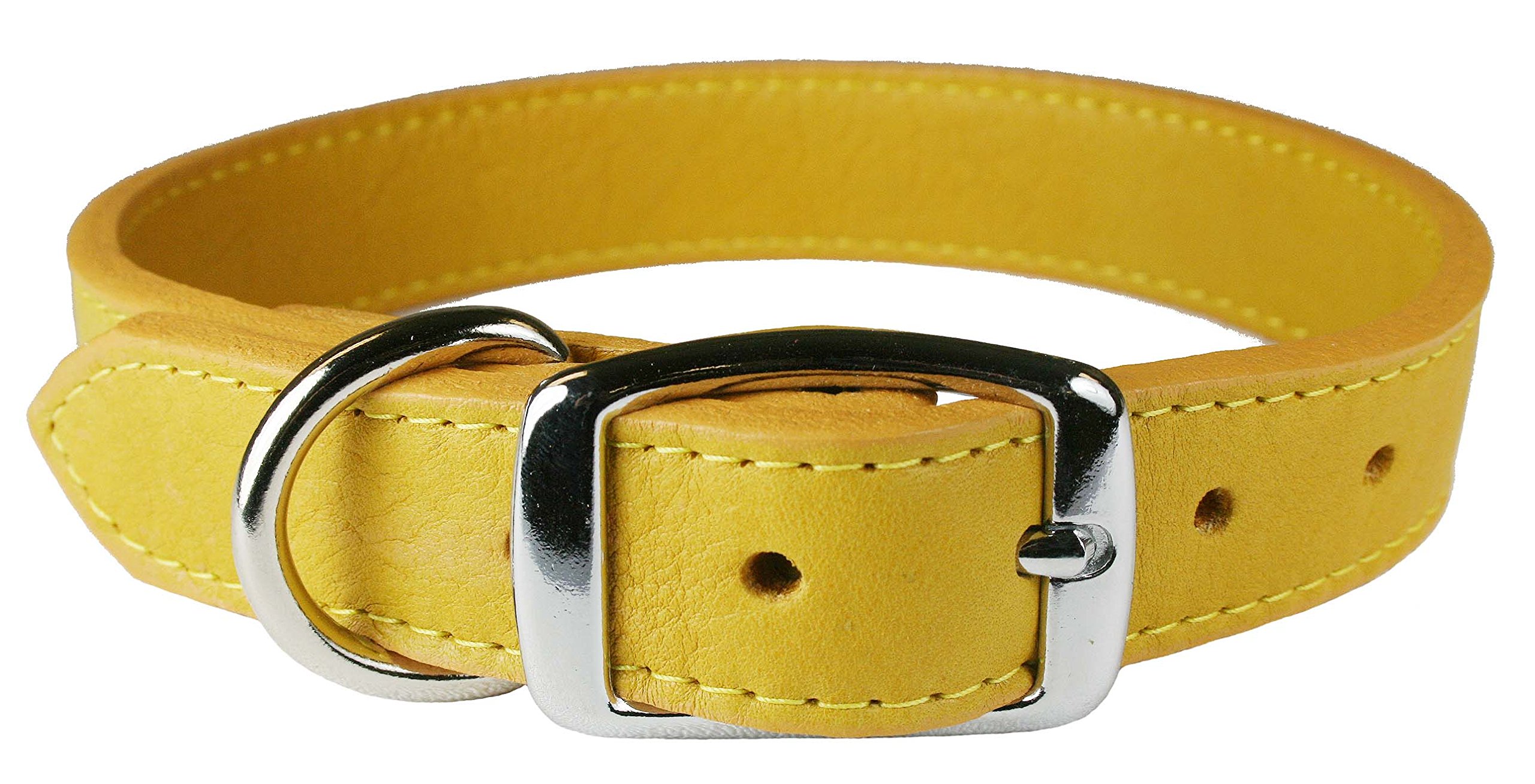 6266-GN14 Premium Luxe Leather Dog Collar for Small Medium Large Dogs - Goldenrod Yellow, Adjustable & Stylish Pet Collar for Walking, Training, Outdoor Adventures