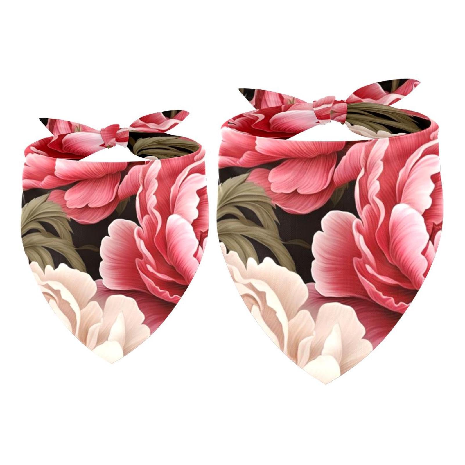 2-Pack Colorful Peony Flower Dog Bandanas - Stylish Pet Accessories for Dog Lovers, Soft Dog Scarves for Daily Walks & Special Occasions