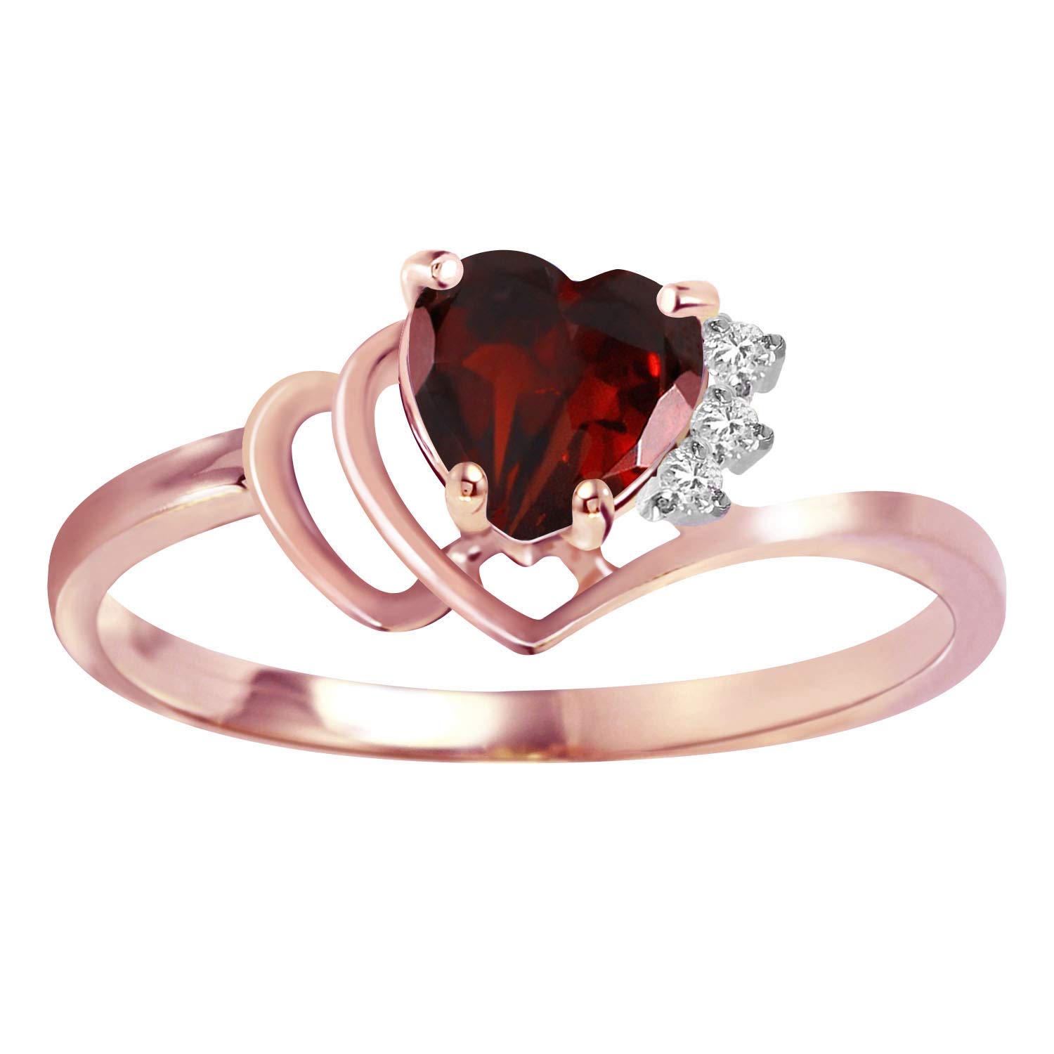 14K Solid Rose Gold Ring with 0.97 CTW Natural Diamonds & Garnet - Galaxy Gold GG Elegant Jewelry for Women, Perfect for Anniversary, Engagement, Wedding & Special Occasions