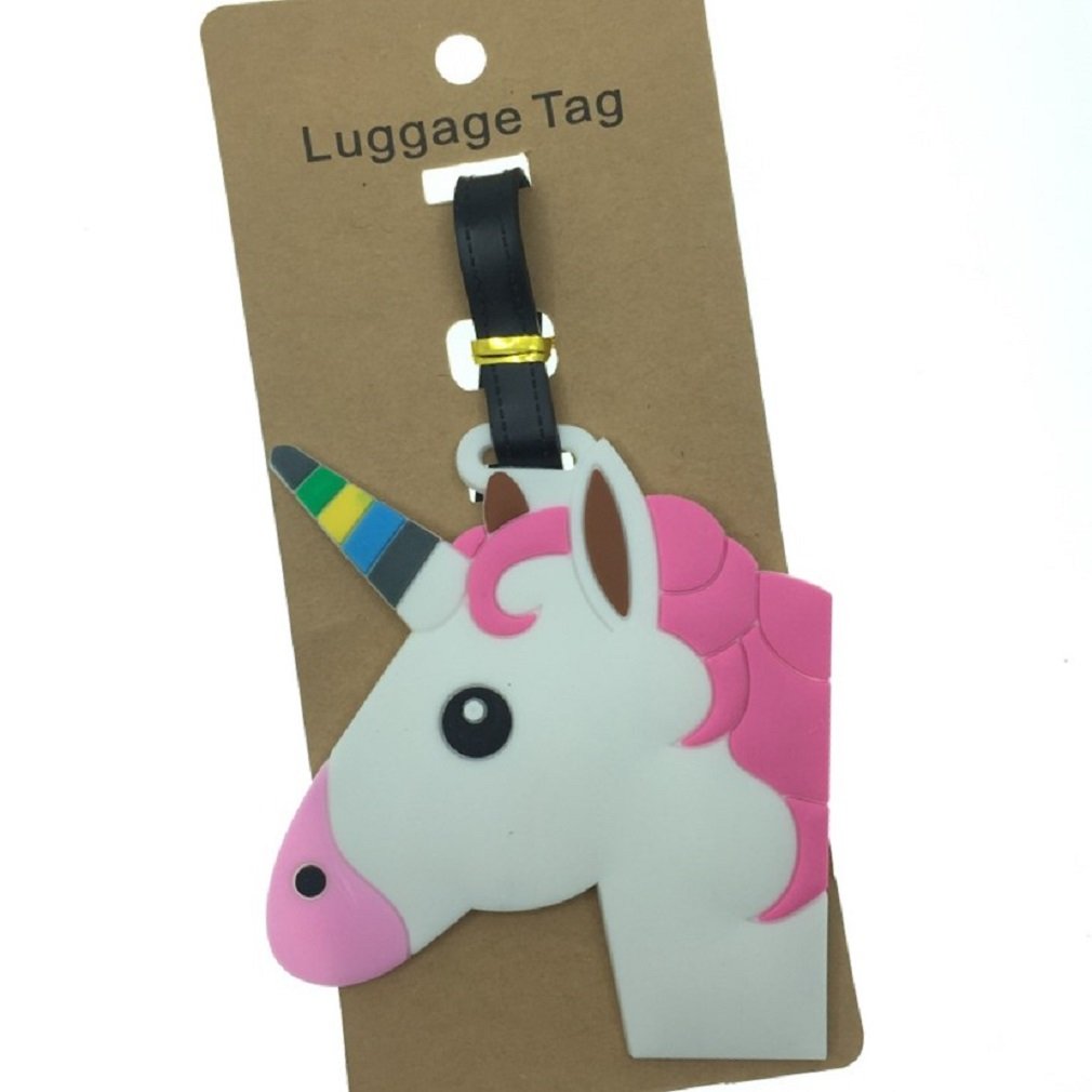 Colorful Silicone Unicorn Luggage Tags & ID Holders for Travel, Backpacks, and School - Cute White Unicorn Design for Kids & Teens - Perfect for Suitcases, Gym Bags, and Student Backpacks