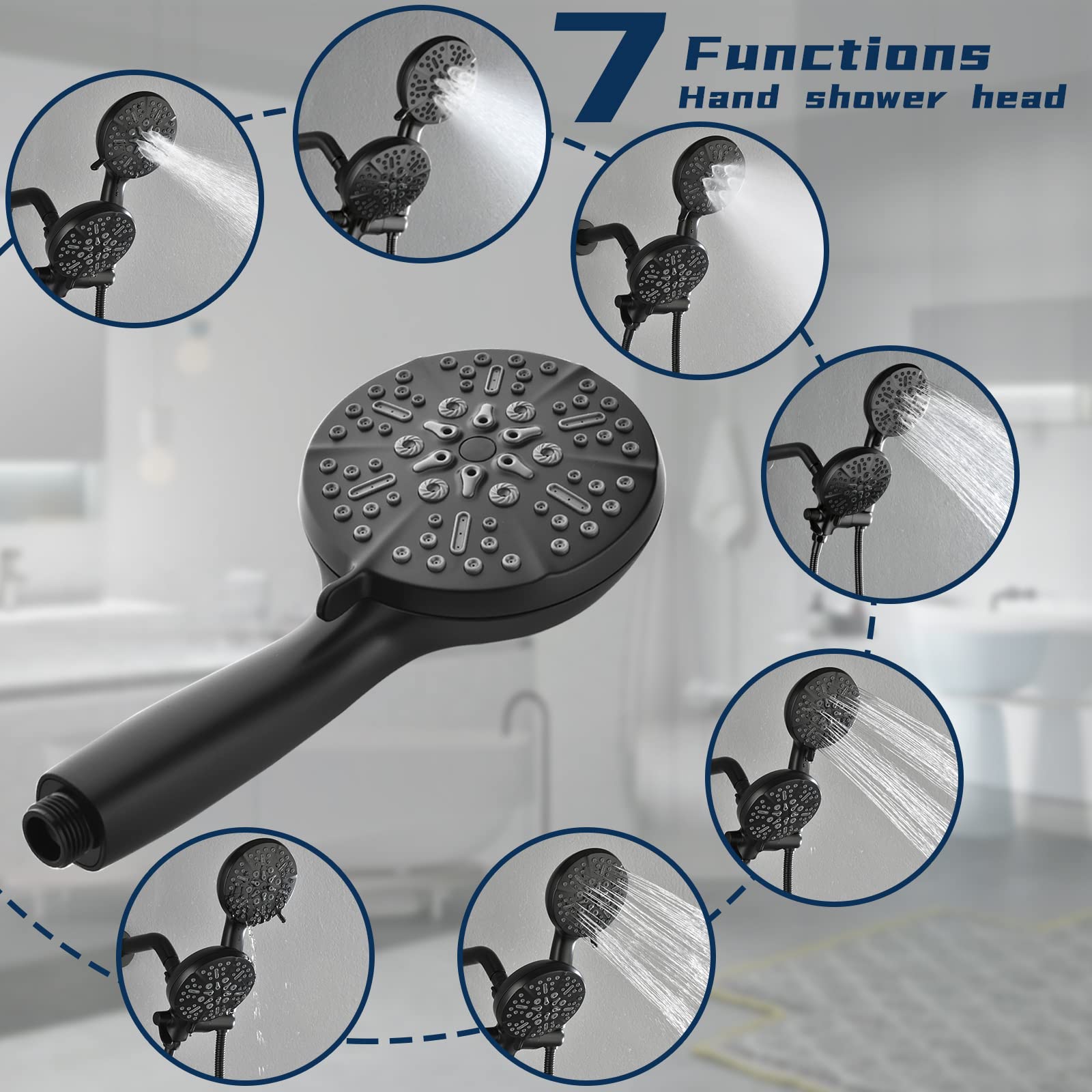 Premium Matte Black Tub and Shower Faucet Set - Complete 2-in-1 Dual Shower Head & Handheld Combo System with Tub Spout & Trim Kit for Bathroom Renovation & Luxury Spa Experience