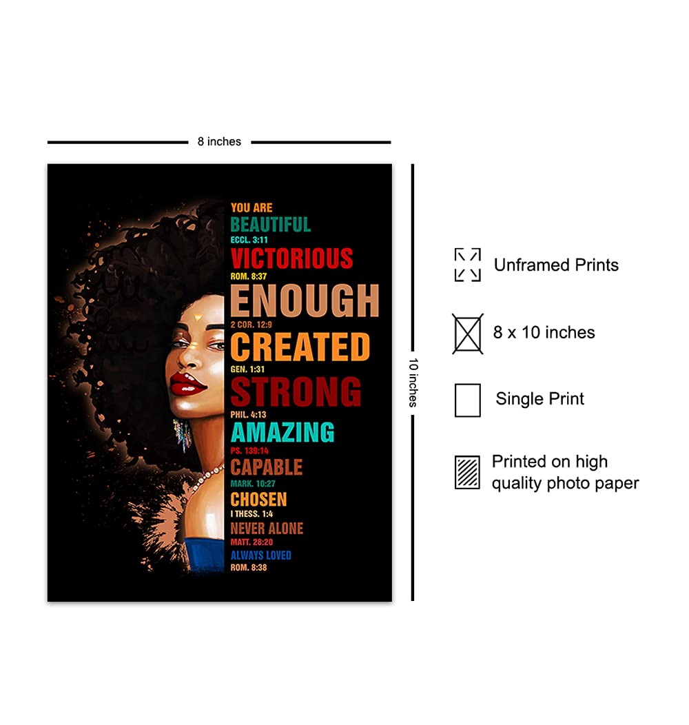 African American Wall Art - Religious Gifts for Black Women - Christian Decor for Home & Office