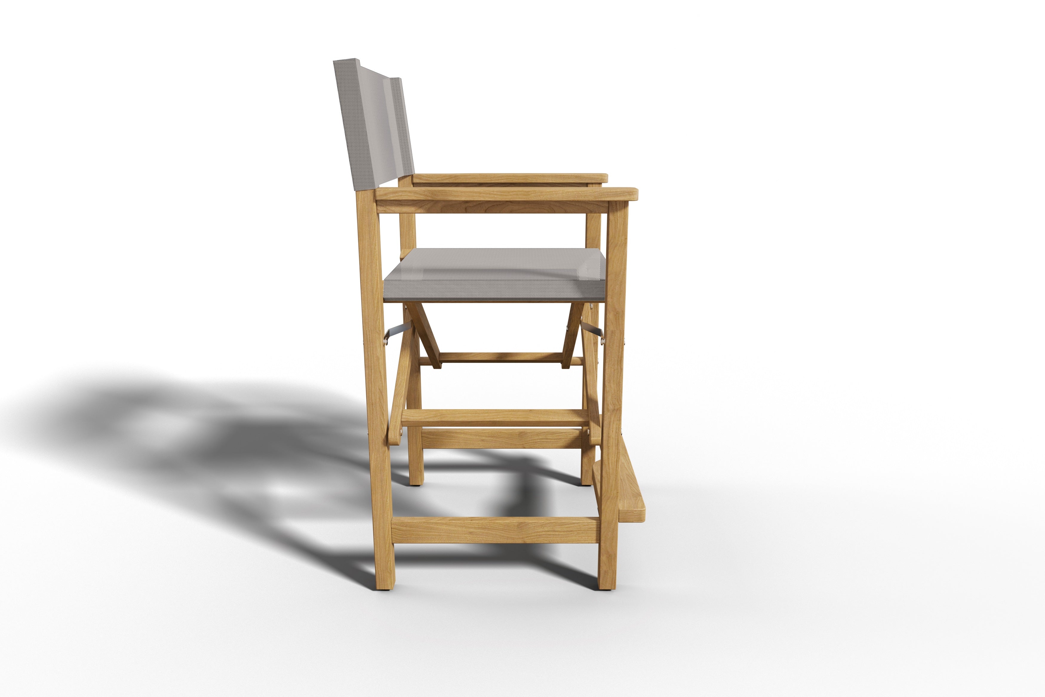 Premium Teak Outdoor Bar Height Dining Armchair - Weather-Resistant Taupe Patio Furniture for Poolside, Deck & Garden Entertaining