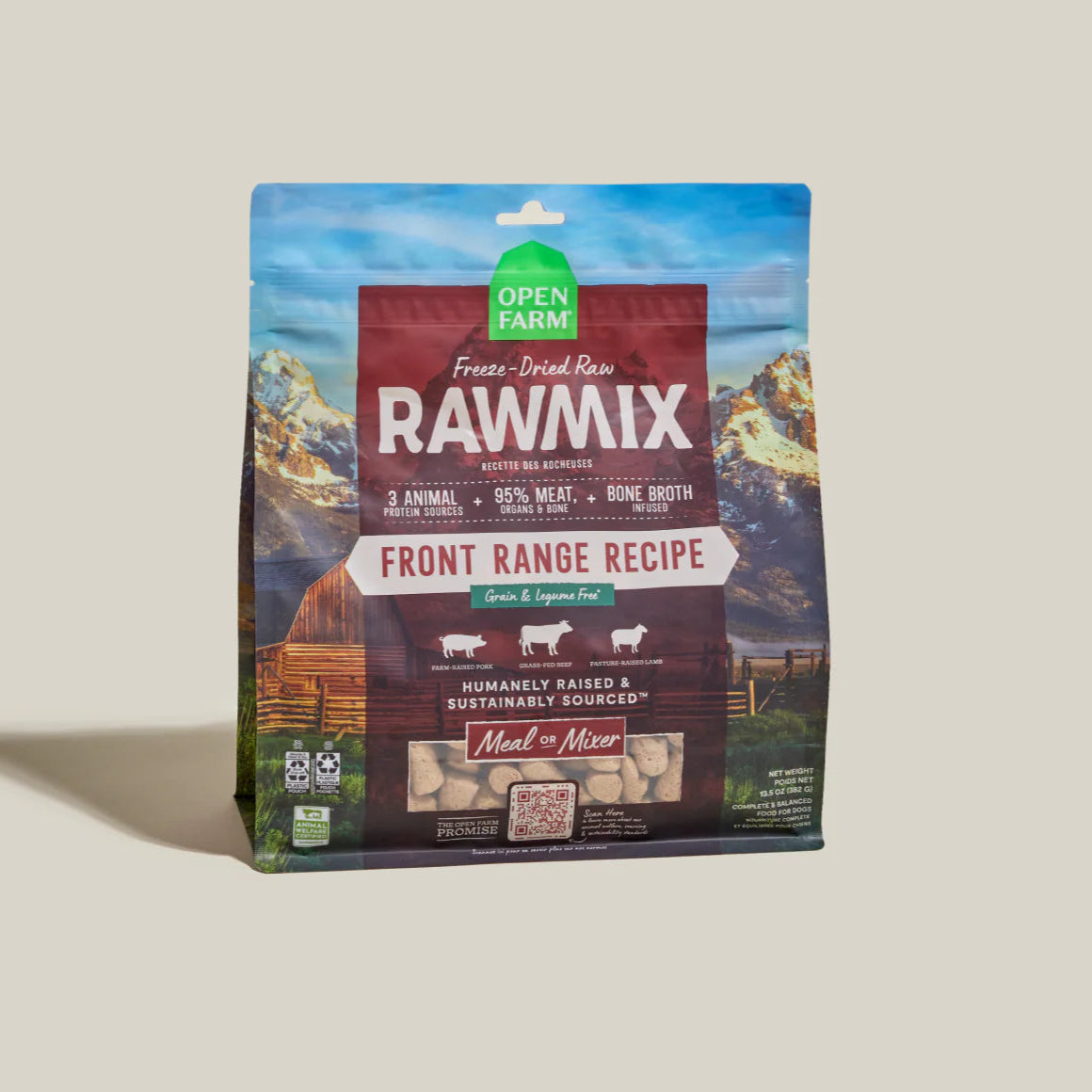 Open Farm Freeze Dried RawMix Front Range Dog Food - Grain Free, High Protein, Natural Ingredients for Small & Large Breeds - Perfect for Training Treats, Meal Toppers & Outdoor Adventures