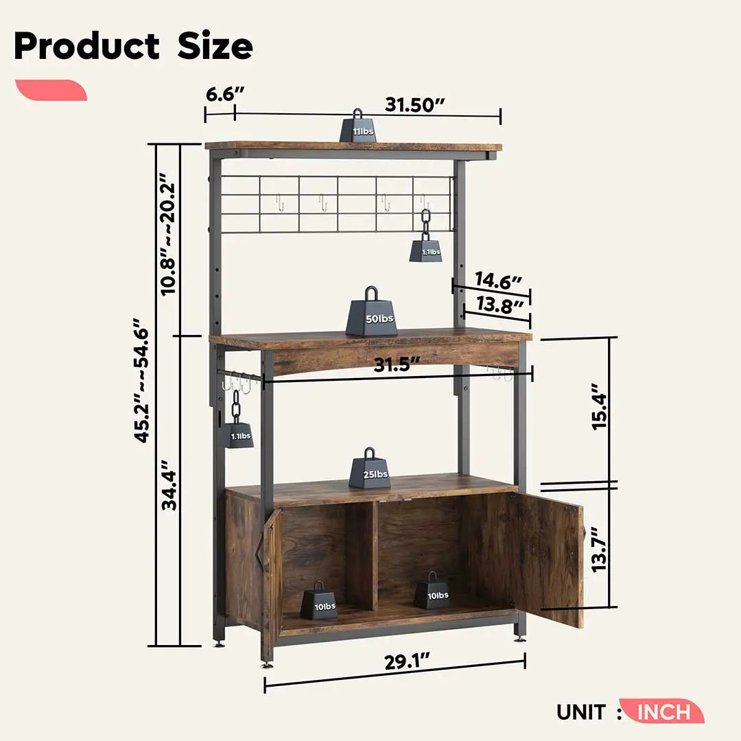 Bestier Microwave Stand with Storage Cabinet - Sturdy Bakers Rack for Kitchen Organization | Perfect for Small Spaces, Apartments & Countertop Storage