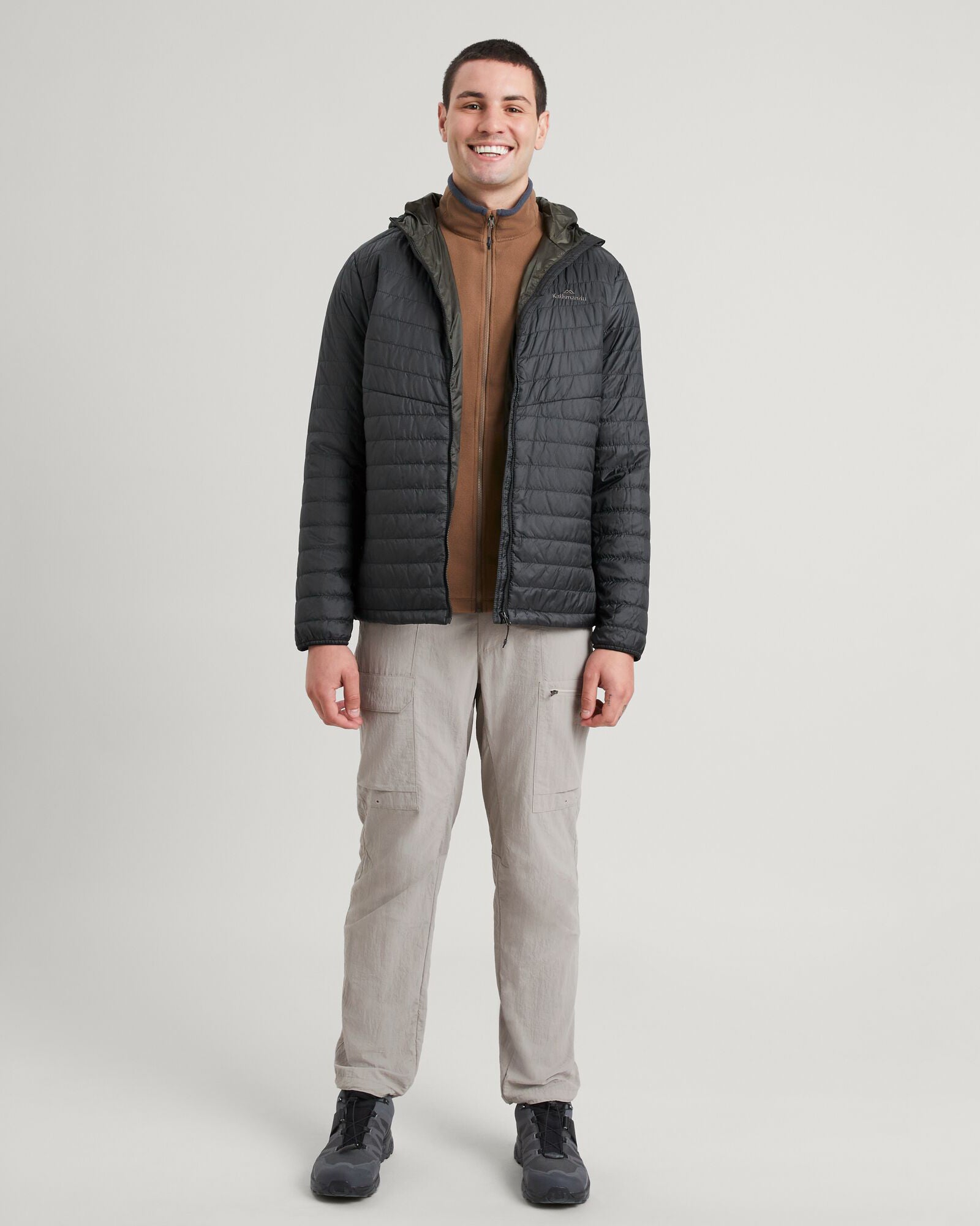Heli R Men's novaLOFT Hooded Jacket - Lightweight Waterproof Windbreaker for Outdoor Activities | Black Stingray Color | Perfect for Hiking, Camping & Travel