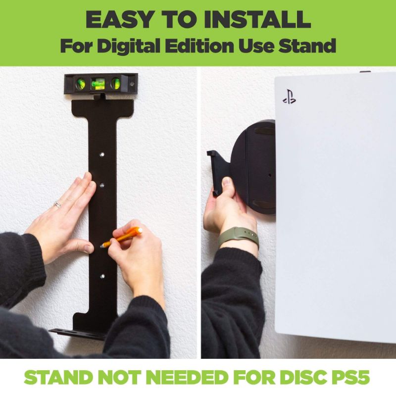 HIDEit PS5 Wall Mount Bracket - Secure & Space-Saving Vertical Stand for PlayStation 5 & PS5 Digital Edition - Perfect for Gaming Rooms & Home Theater Setup