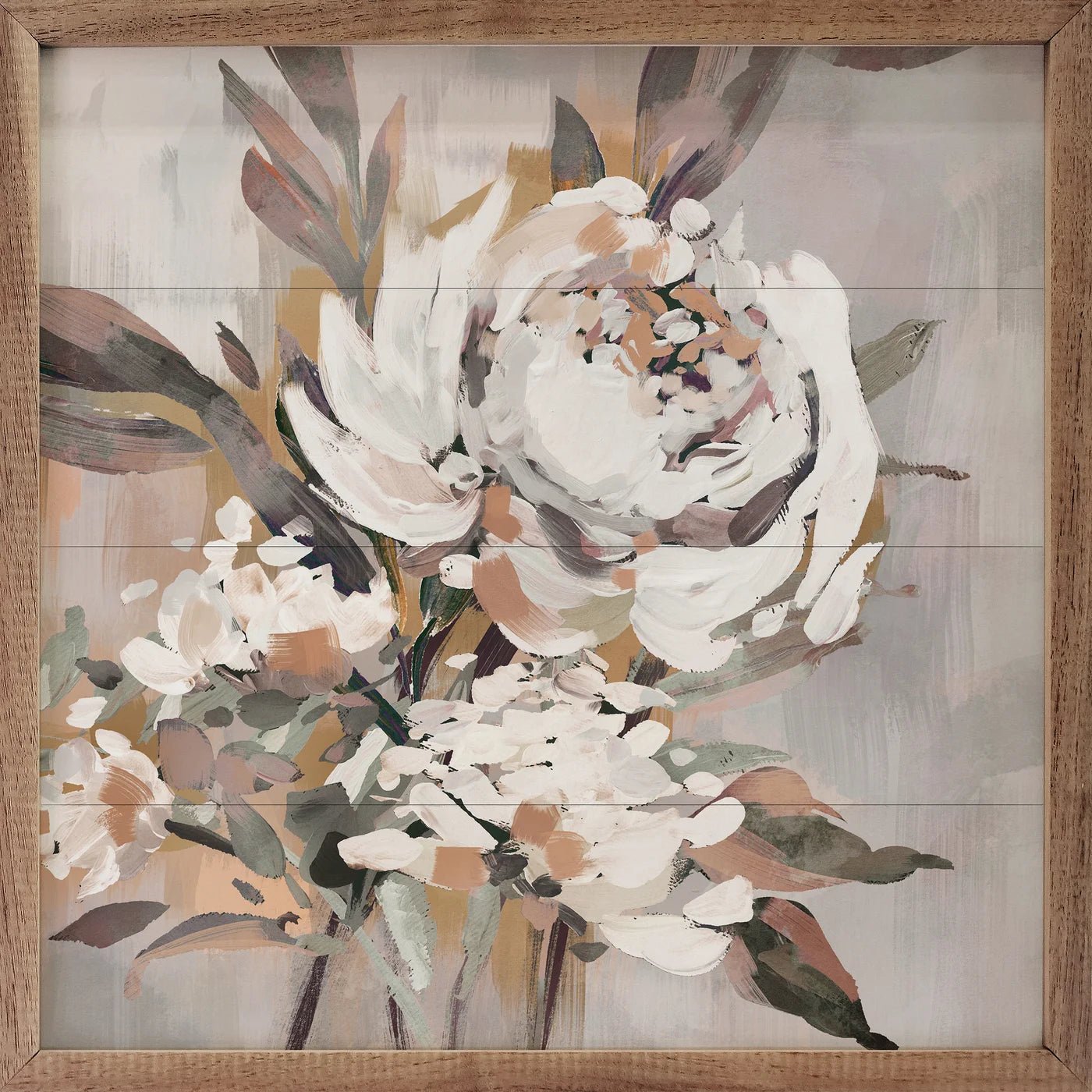 Antique Rose 1 Recolor By Nina Blue - Vintage Floral Wood Framed Wall Art Print - Perfect for Living Room, Bedroom & Office Decor