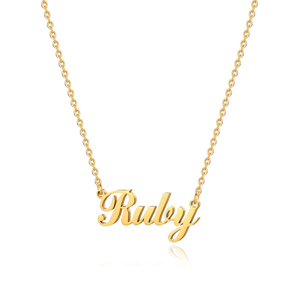 Custom Name Necklace - 18K Gold Plated Personalized Name Necklace for Women, Girls, Teens | Engraved Monogram Jewelry Gift for Birthday, Anniversary & Valentine's Day