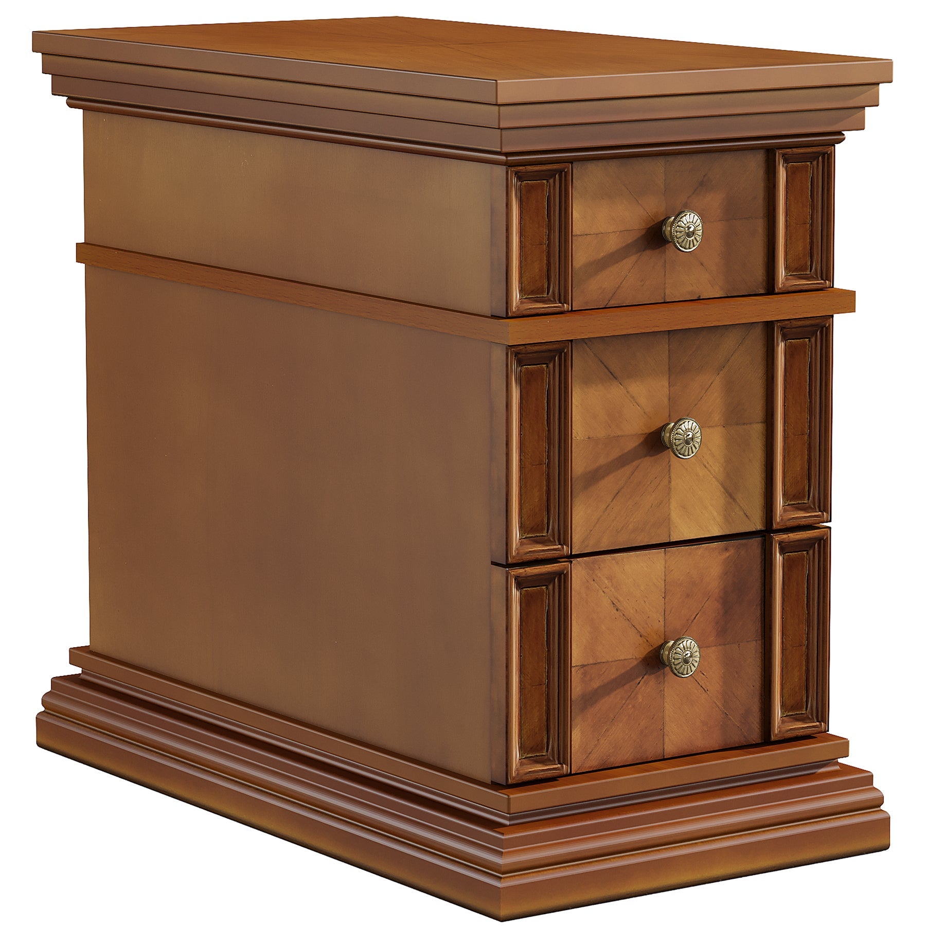 Modern Wooden End Table with 3 Drawers - Nightstand, Sofa Side Table for Living Room, Bedroom - Perfect for Small Spaces & Home Decor