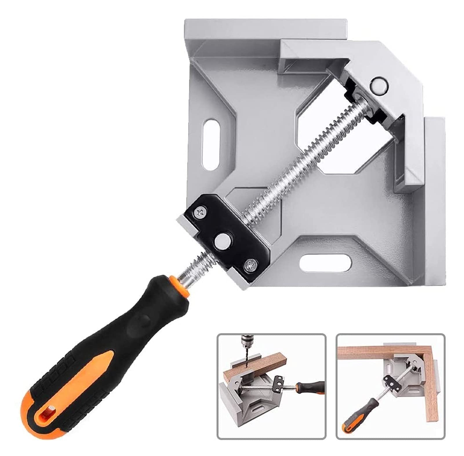 90 Degree Aluminum Alloy Woodworking Right Angle Clamp - Single/Double Handle Frame Clamp Tool for Cabinet Making, Picture Framing & DIY Projects