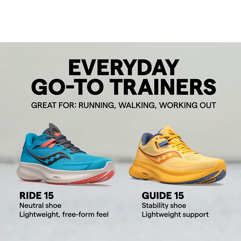 Saucony Women's Guide 15 Running Shoes - Lightweight Supportive Sneakers for Road Running, Jogging & Gym Workouts