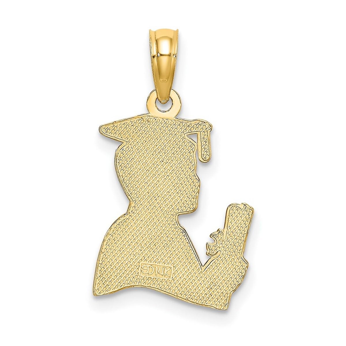 10K Gold Graduation Charm Pendant Necklace for Men & Women - High Polish Diploma Profile Bead Charm (20.3x12.6mm) - Perfect Gift for Graduation Ceremony & Academic Achievements