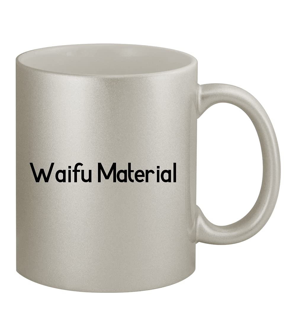 Waifu Material - 11oz Ceramic Silver Coffee Mug for Anime Fans | Perfect for Home, Office & Gift Giving