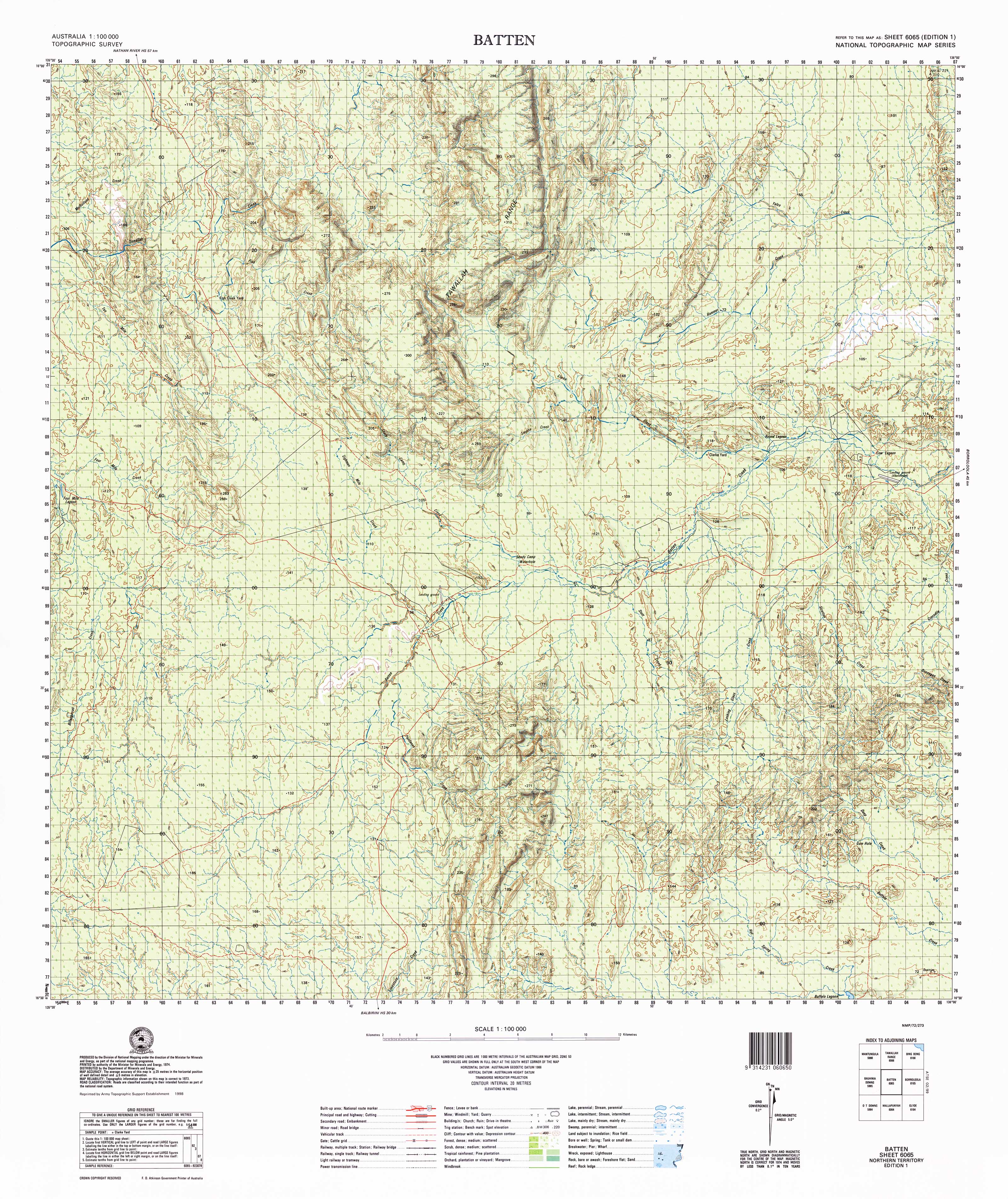 6065 Batten 1:100k Topographic Map - Detailed Outdoor Hiking & Adventure Navigation for Camping, Backpacking and Exploration