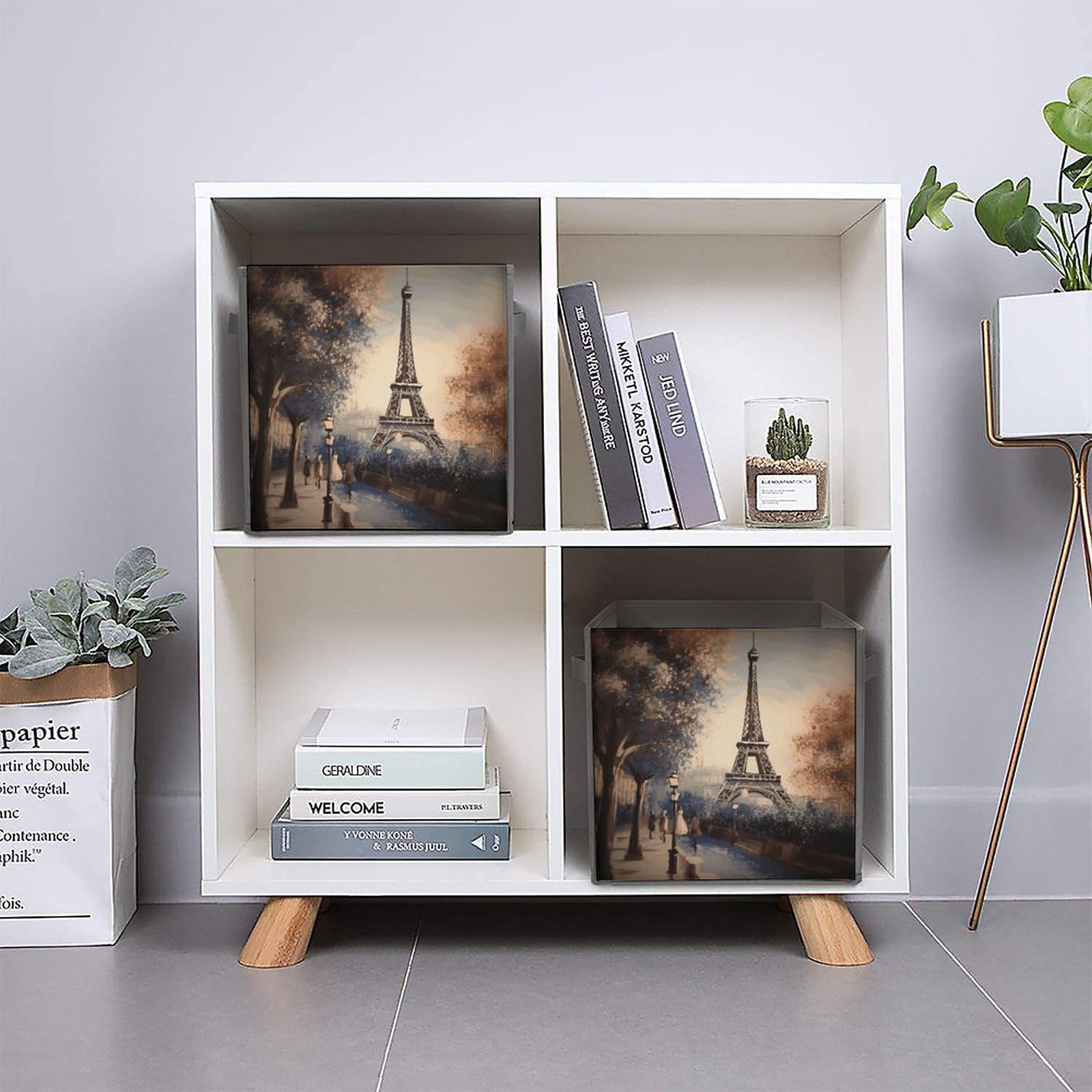 Foldable Storage Bins with Paris Eiffel Tower Print - Large Capacity Multi-Functional Organizer Box for Home, Office & Closet Organization (1-Pack) - Perfect for Storing Toys, Clothes, Books & Household Items