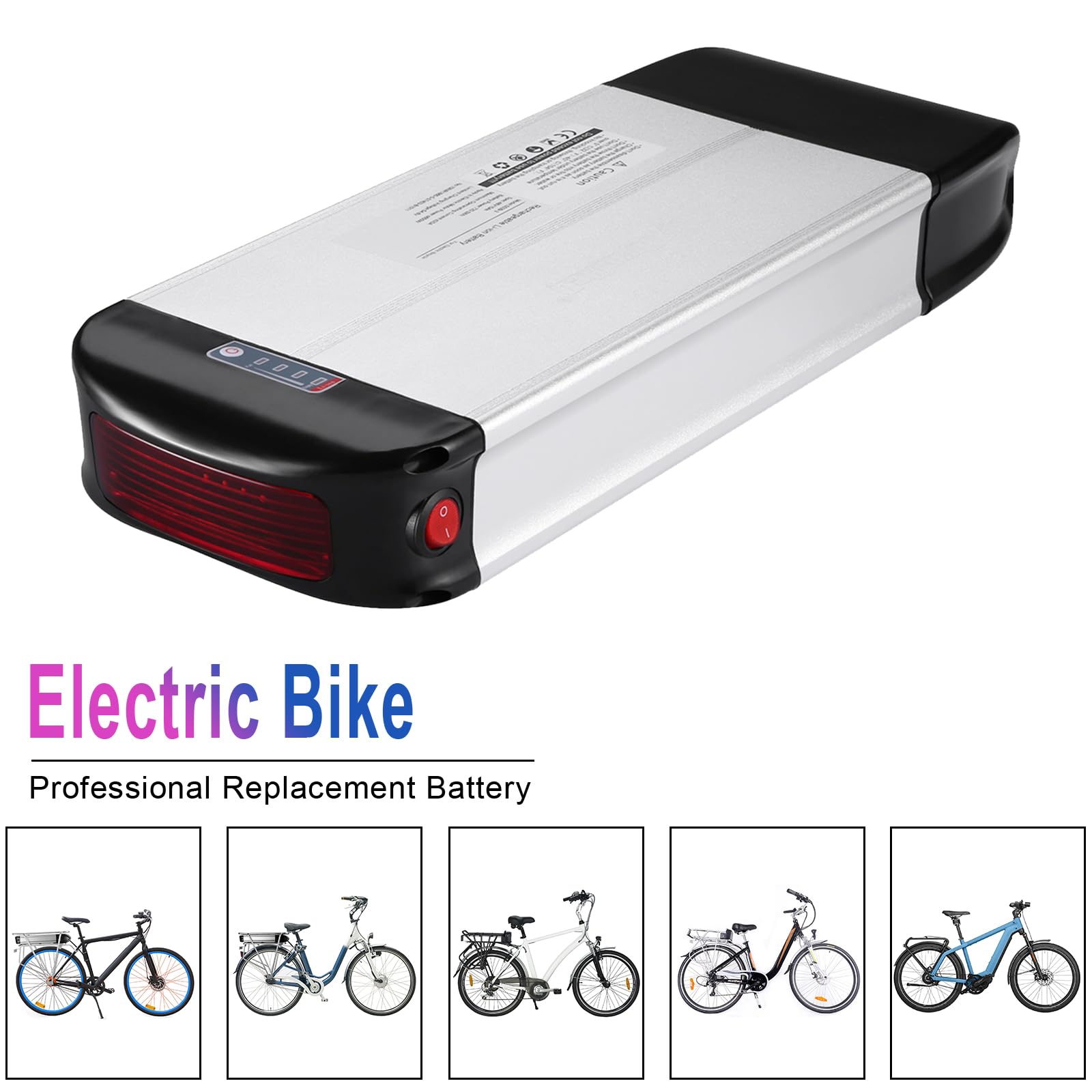 36V 48V 10AH 15AH 20AH Lithium Battery Pack with Charger for E-Bike - Compatible with 250W 500W 750W Electric Mountain Bikes & Commuter Bikes - Rear Rack Battery for Long-Distance Cycling & Outdoor Adventures