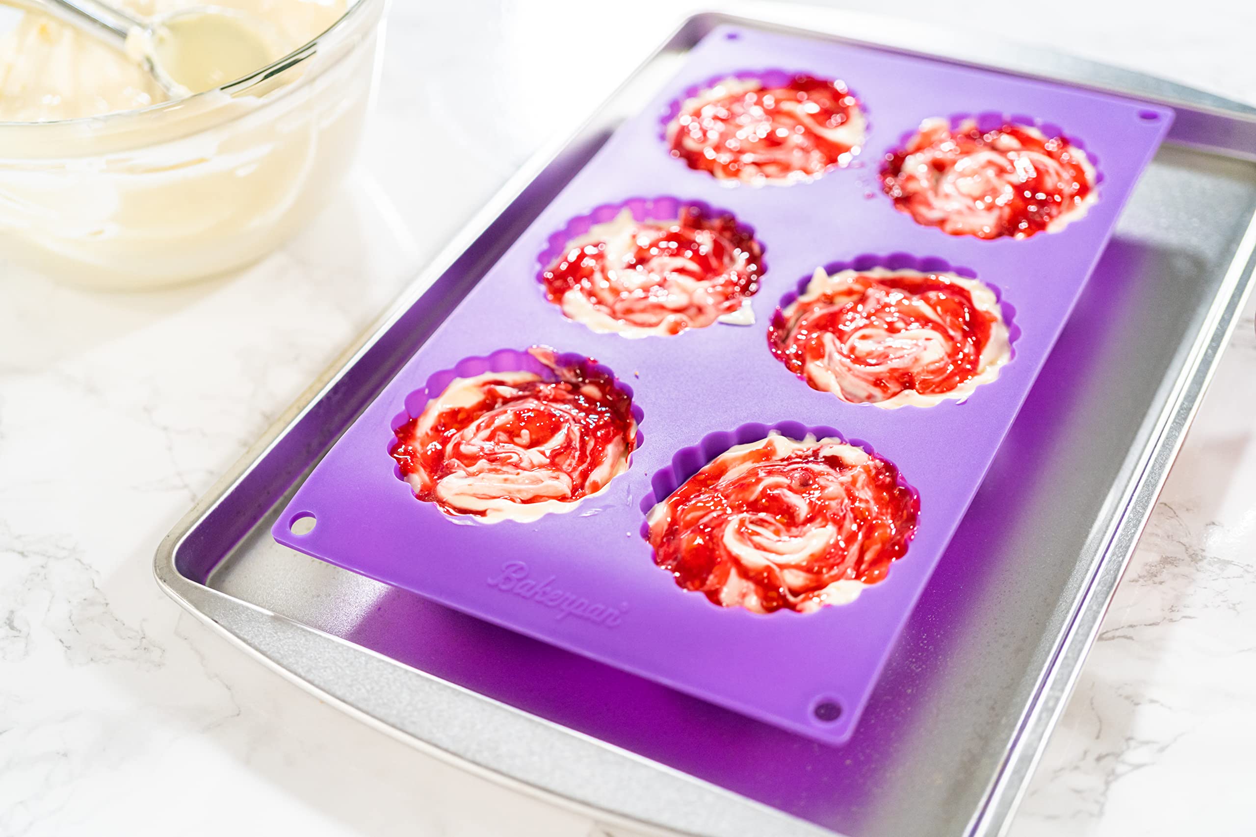 Bakerpan Silicone Mini Tart Pans for Baking - Set of 2 | Non-Stick Mini Pie Pans, Tart Molds, Cheesecake & Quiche Pans | Perfect for Home Baking, Dessert Making & Party Treats