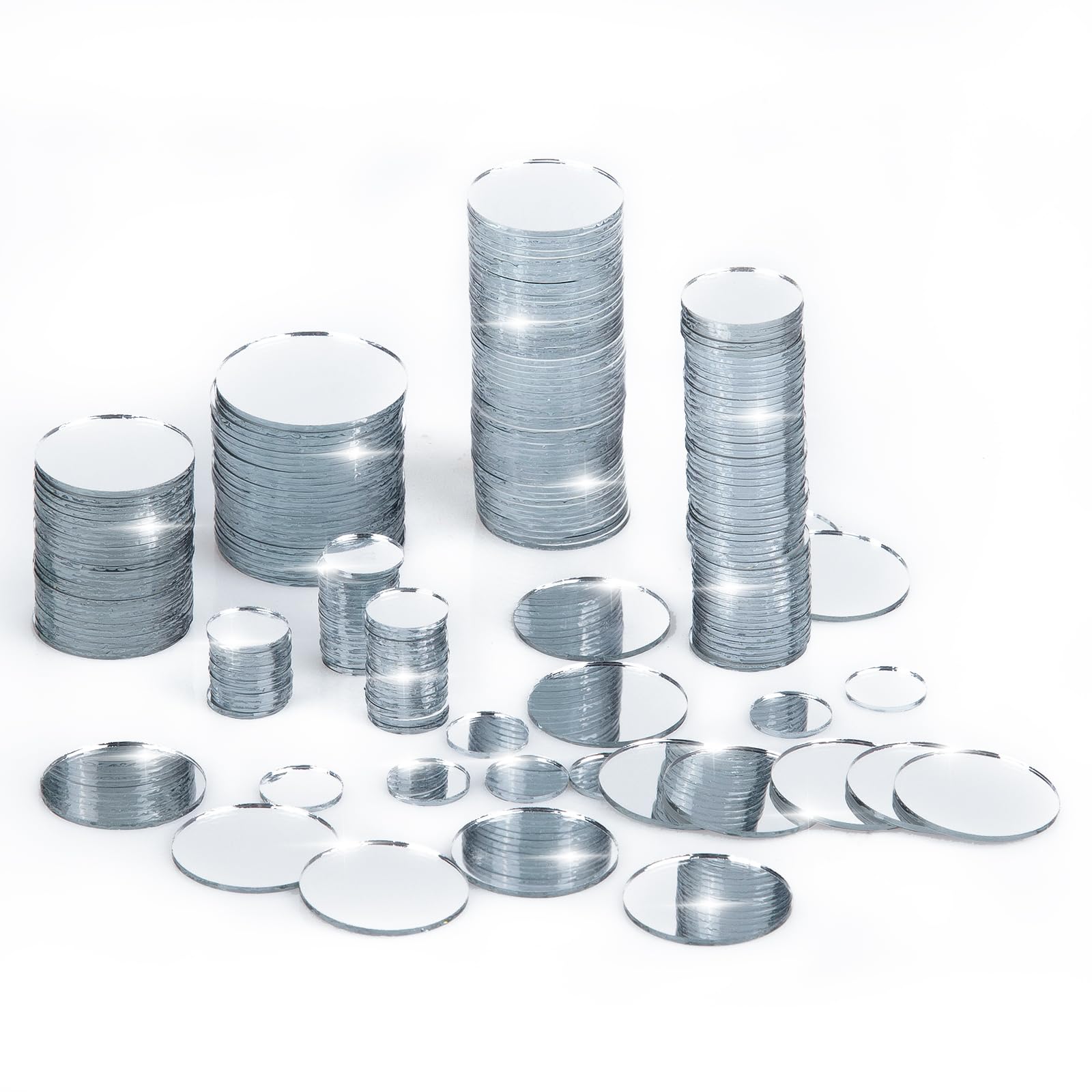 225-Piece Small Round Craft Mirror Set - Mini Mosaic Mirror Tiles for DIY Projects (0.5