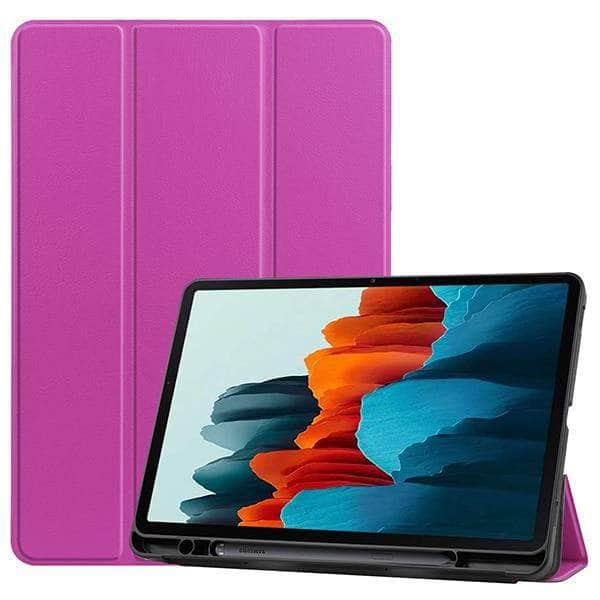 Samsung Galaxy Tab S7 T870 T875 Case with Pencil Holder - Soft TPU Back Cover & Magnetic Smart Stand for Drawing, Note-Taking & Work - Perfect for Students, Artists & Professionals