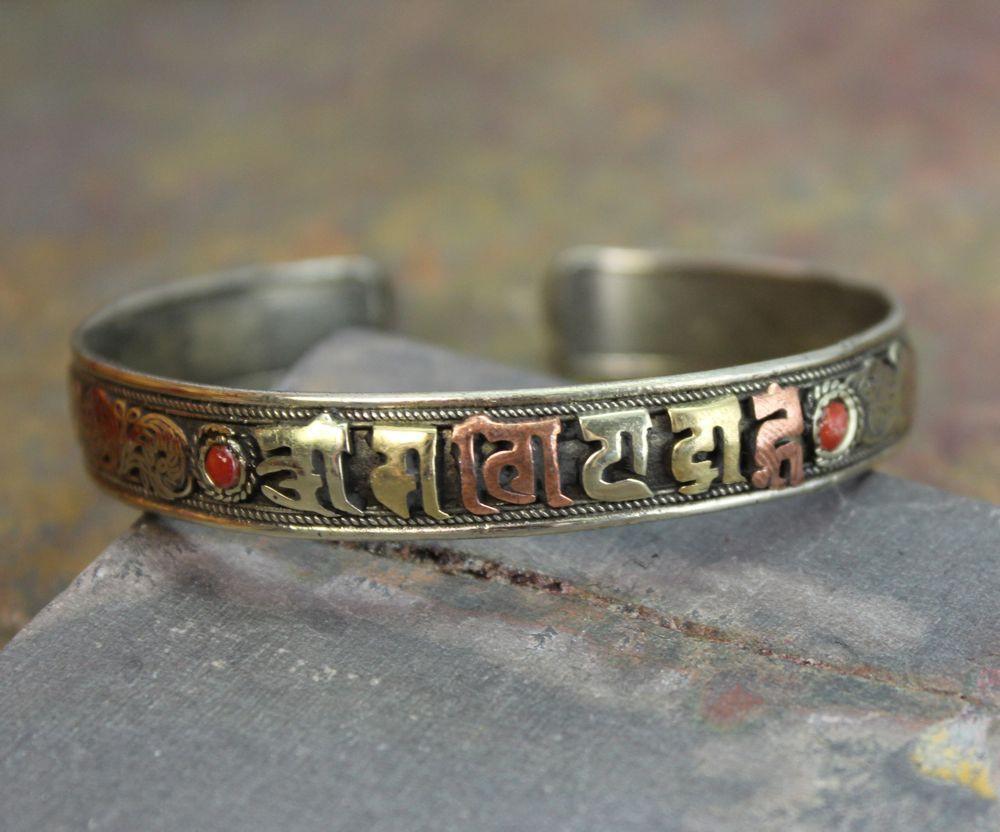 3 Pack Metal Om Mani Padme Hum Sanskrit Bracelet - Buddhist Prayer Beads for Meditation, Yoga & Spiritual Healing