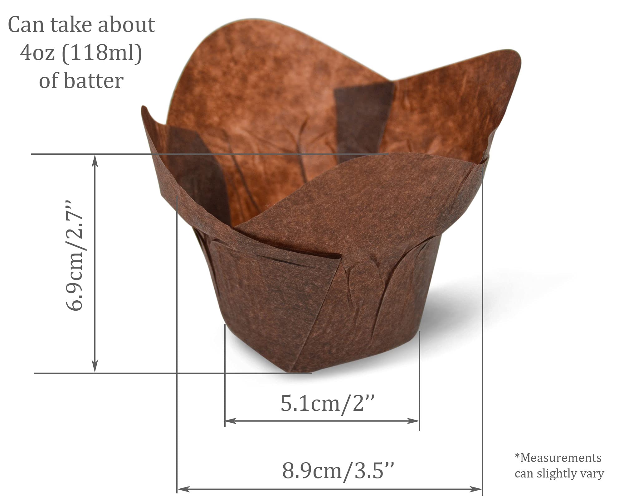 SimpleGood Brown Lotus Style Baking Cups - Medium Size Cupcake & Muffin Liners (100 Pack) - Greaseproof Paper Baking Supplies for Parties, Weddings & Home Baking